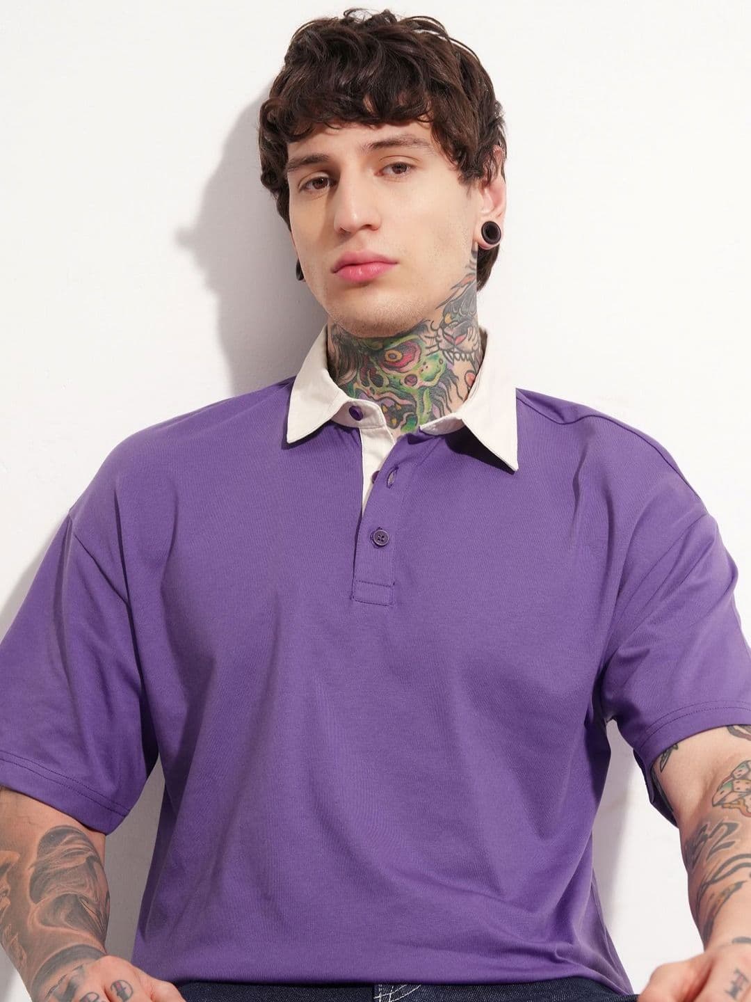 HIGHLANDER Polo Collar Drop-Shoulder Sleeves Oversized T-shirt - view 1
