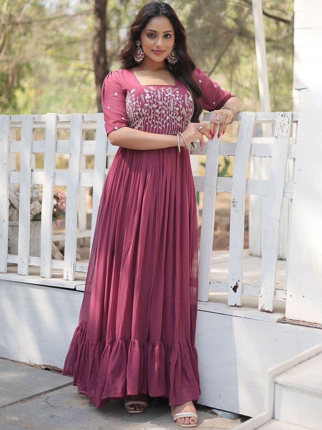 FoxDX Embroidered Gown Maxi Ethnic Dresses - view 1