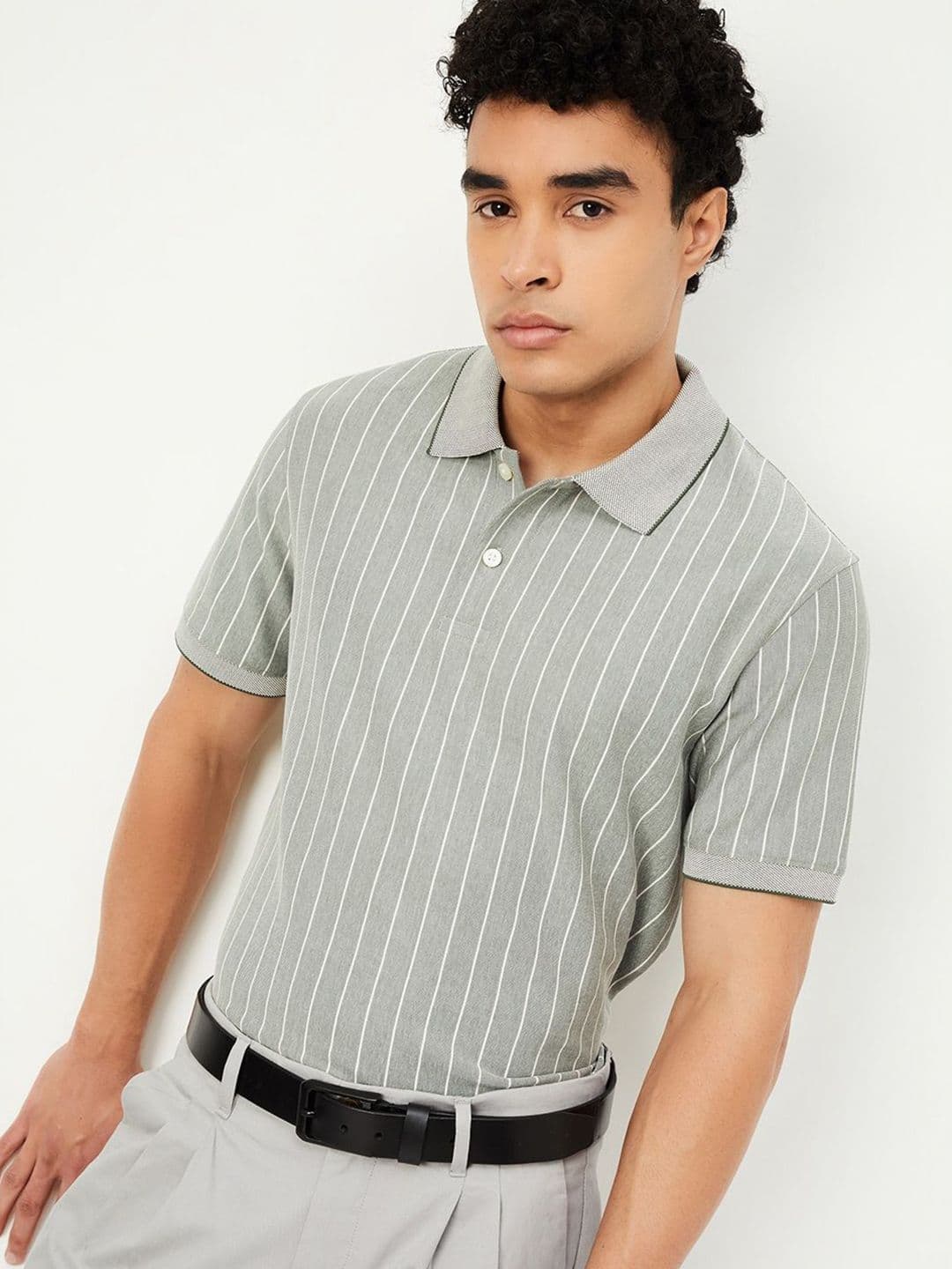 max Striped Polo Collar Short Sleeves T-shirt - view 1