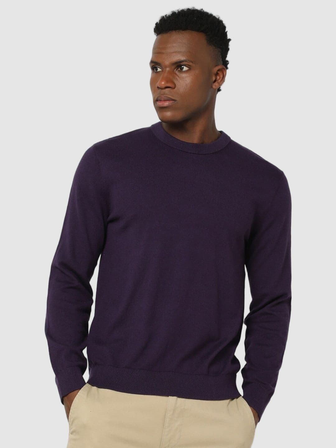 GAP Pure Men Solid Round Neck Pullover Regular Sweaters - view 1