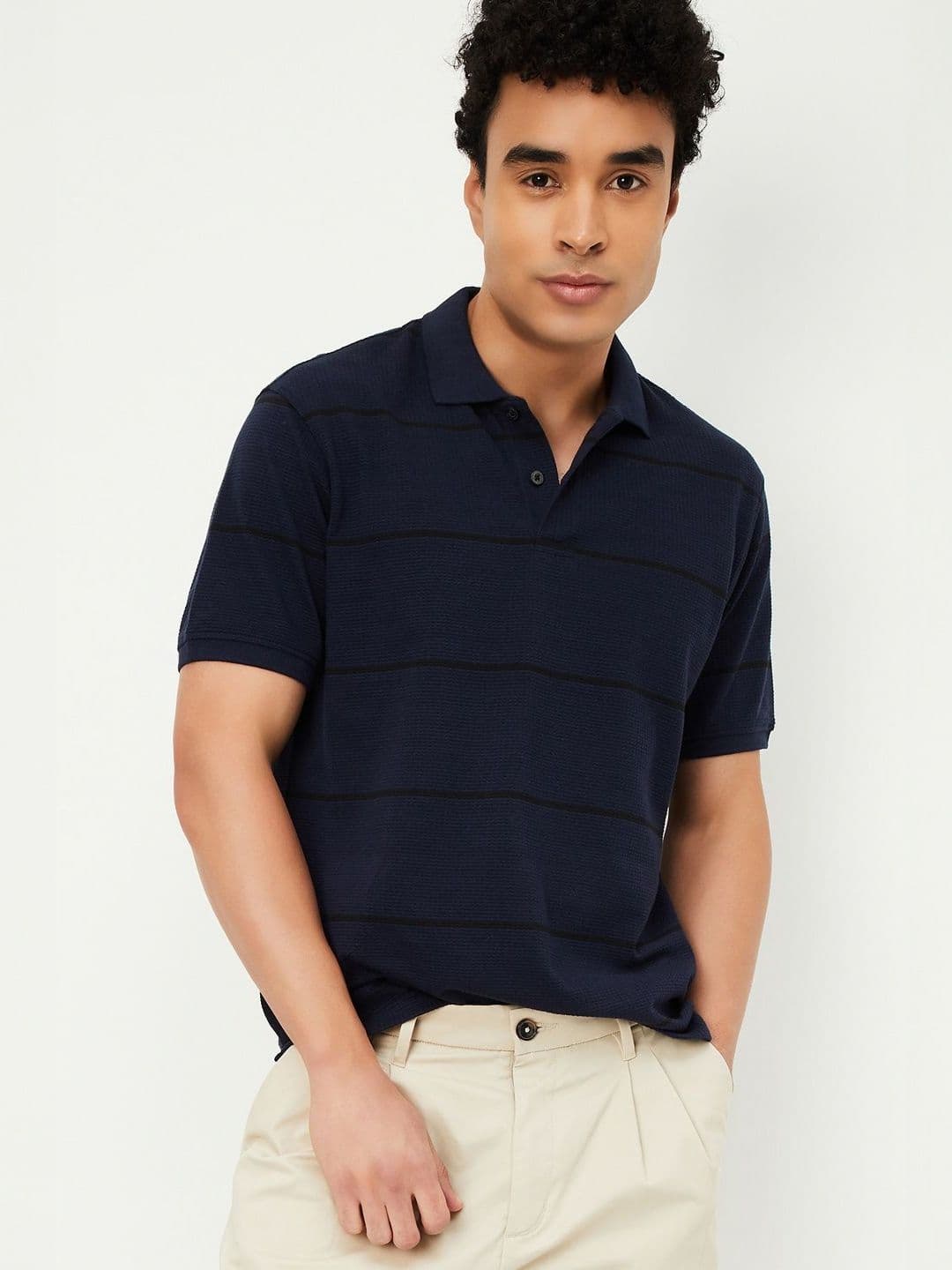 max Striped Polo Collar Multi Or Variegate Stripes T-shirt - view 1