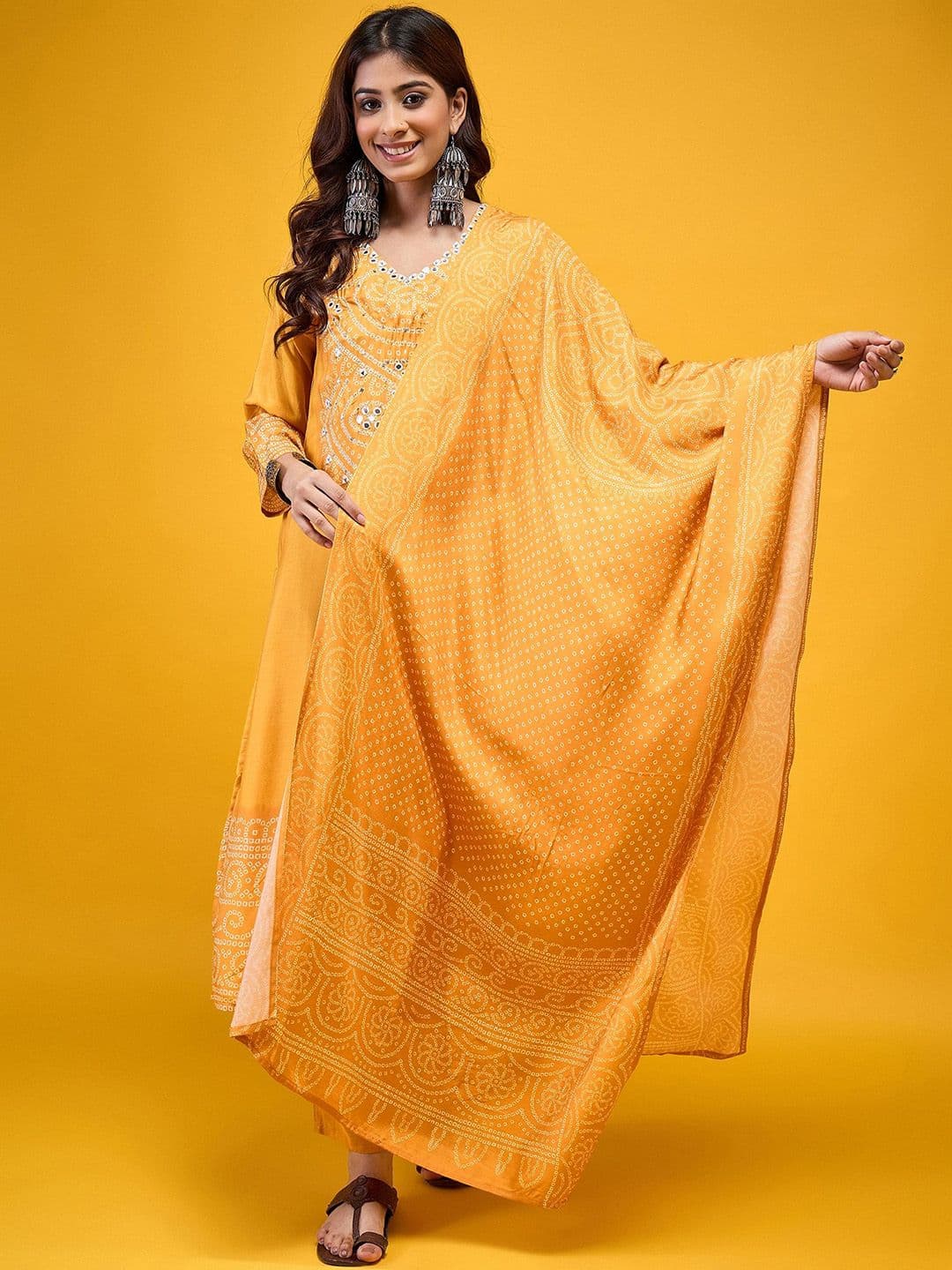 HERE&NOW Women Floral Embroidered Kurta with Trousers & Dupatta - view 1