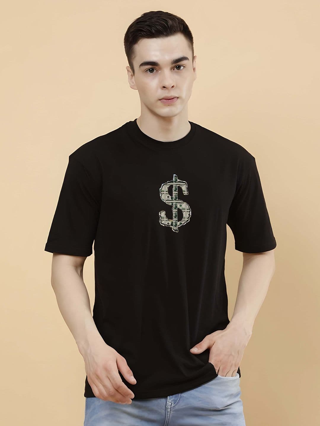 KAIDO Graphic Printed Round Neck Drop-Shoulder Sleeves Cotton Oversized T-shirt - view 1