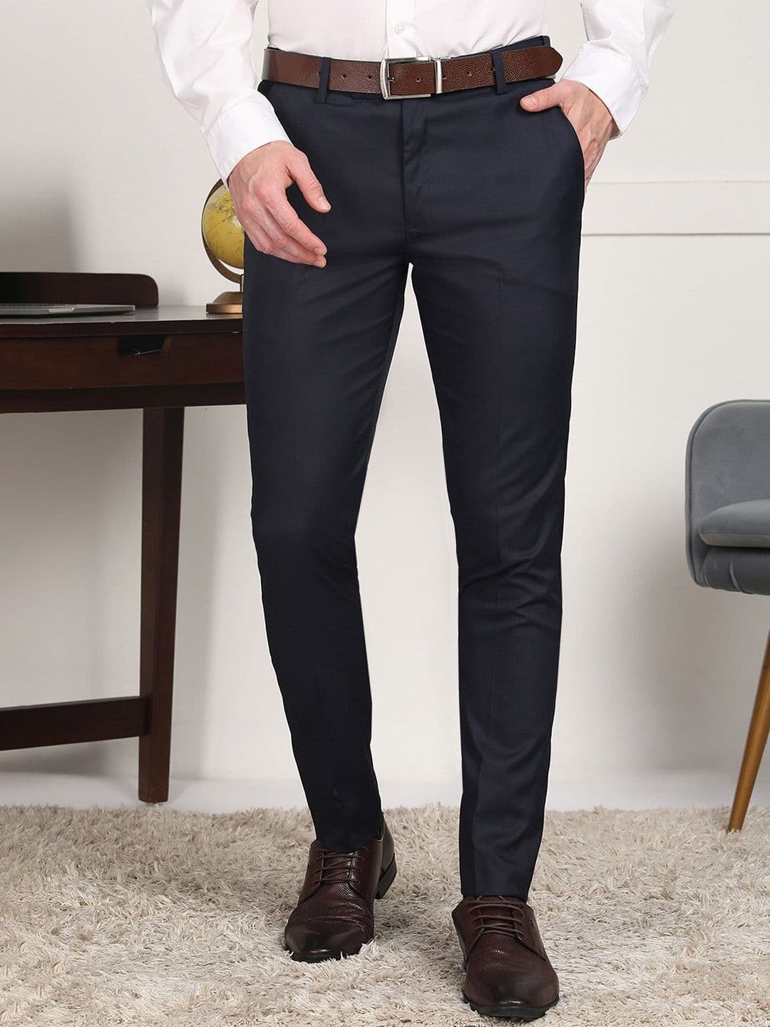 FUBAR Men Solid Mid-Rise Slim Fit Formal Trousers - view 1