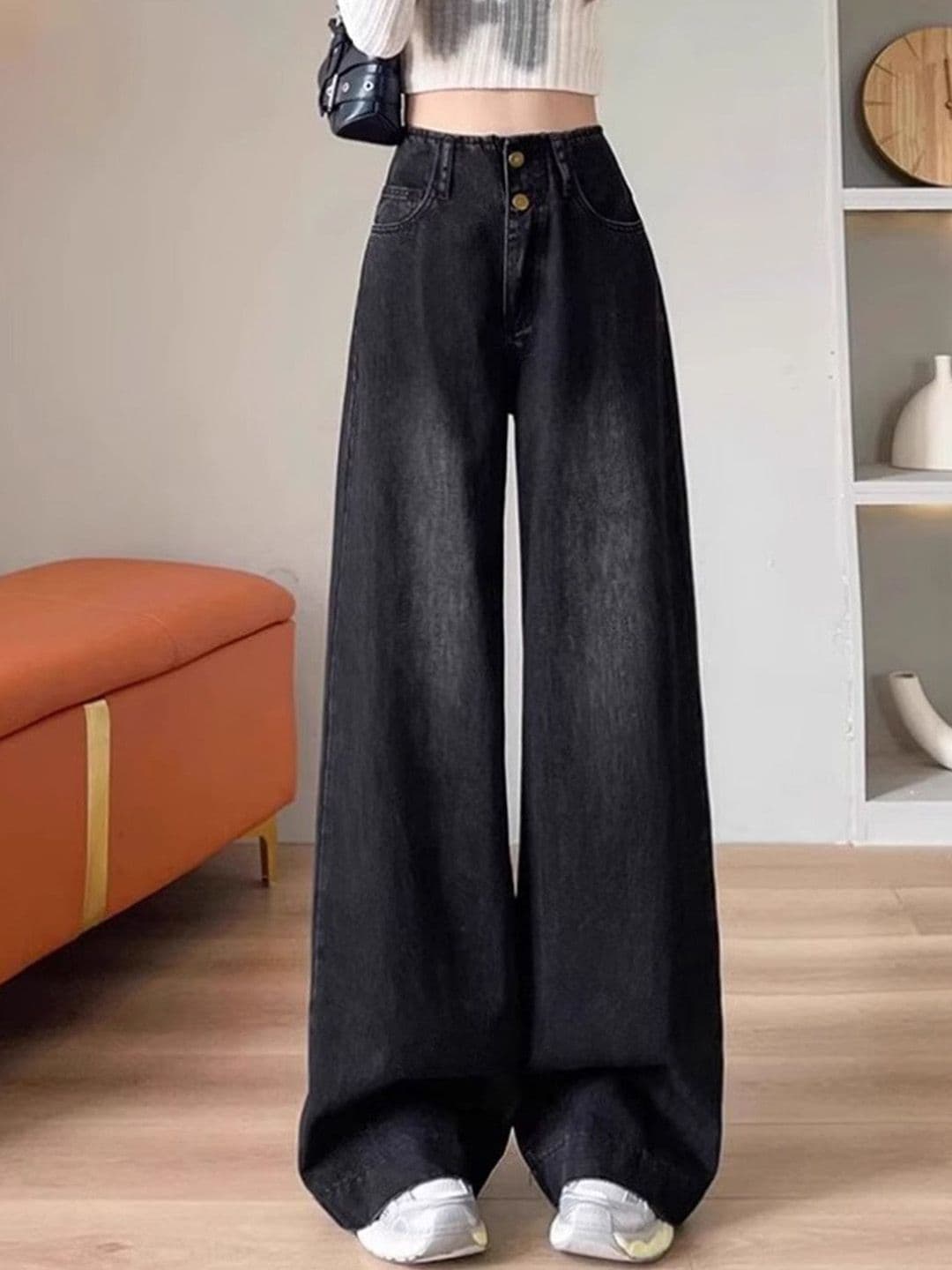 StyleCast Women Comfort Wide Leg High-Rise Low Distress Stretchable Jeans - view 1