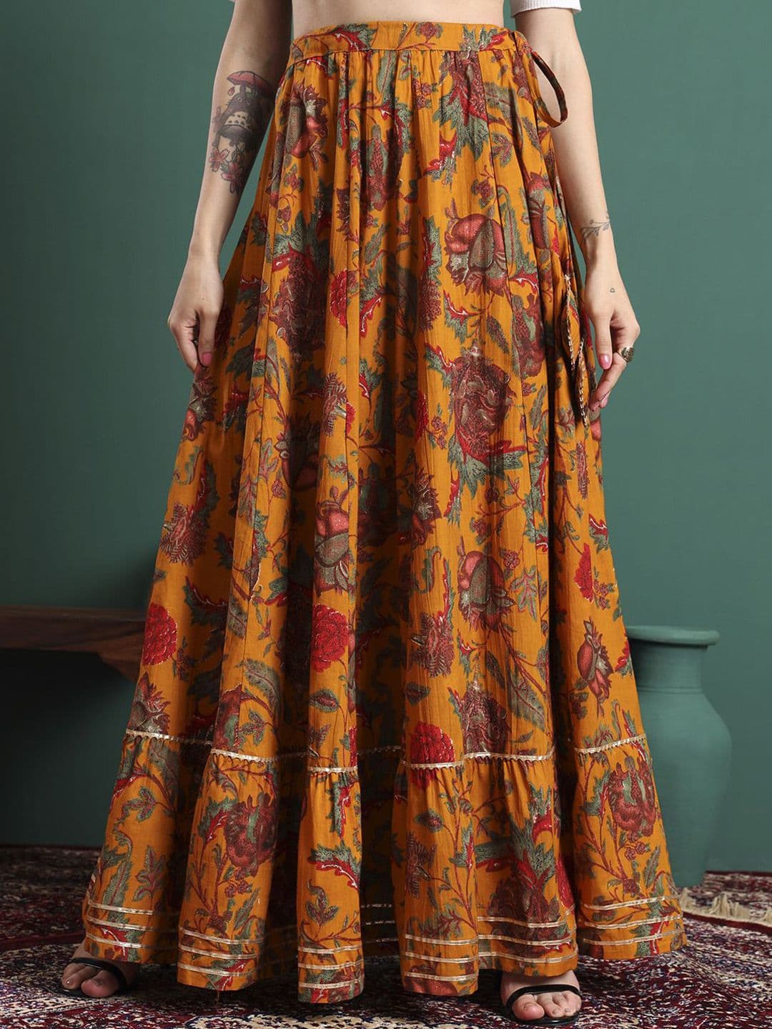 KALINI Printed Flared Maxi Skirt - view 1