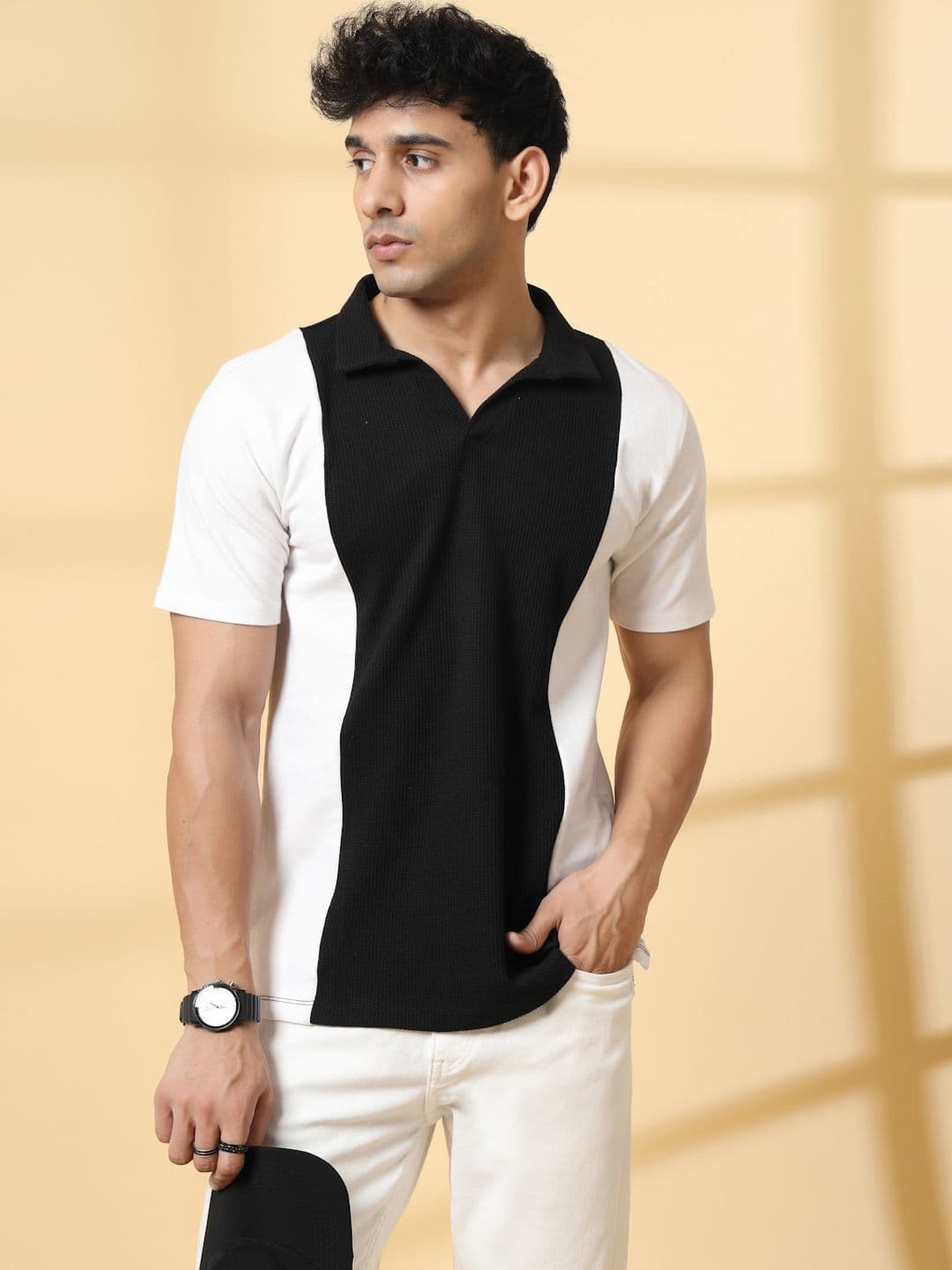 Rigo Colourblocked Polo Collar Cotton T-shirt - view 1