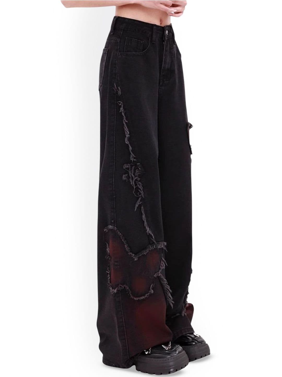 StyleCast Women Comfort Wide Leg High-Rise Mildly Distressed Non-Strechable Jeans - view 1
