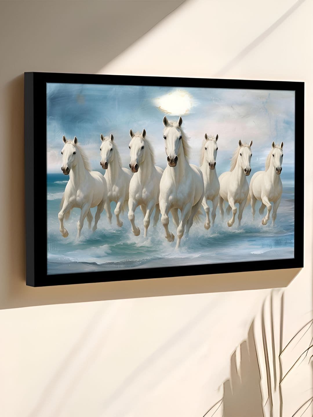 Art Street Blue & White Running Horses Birds And Animals Wooden Wall Art - view 1