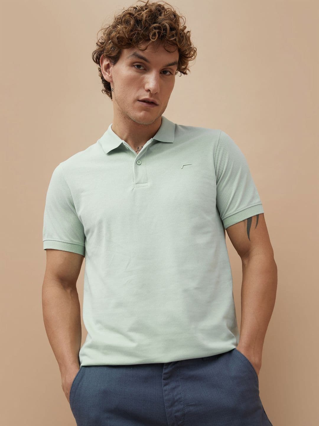 Fame Forever by Lifestyle Men Solid Polo Collar Cotton T-shirt - view 1