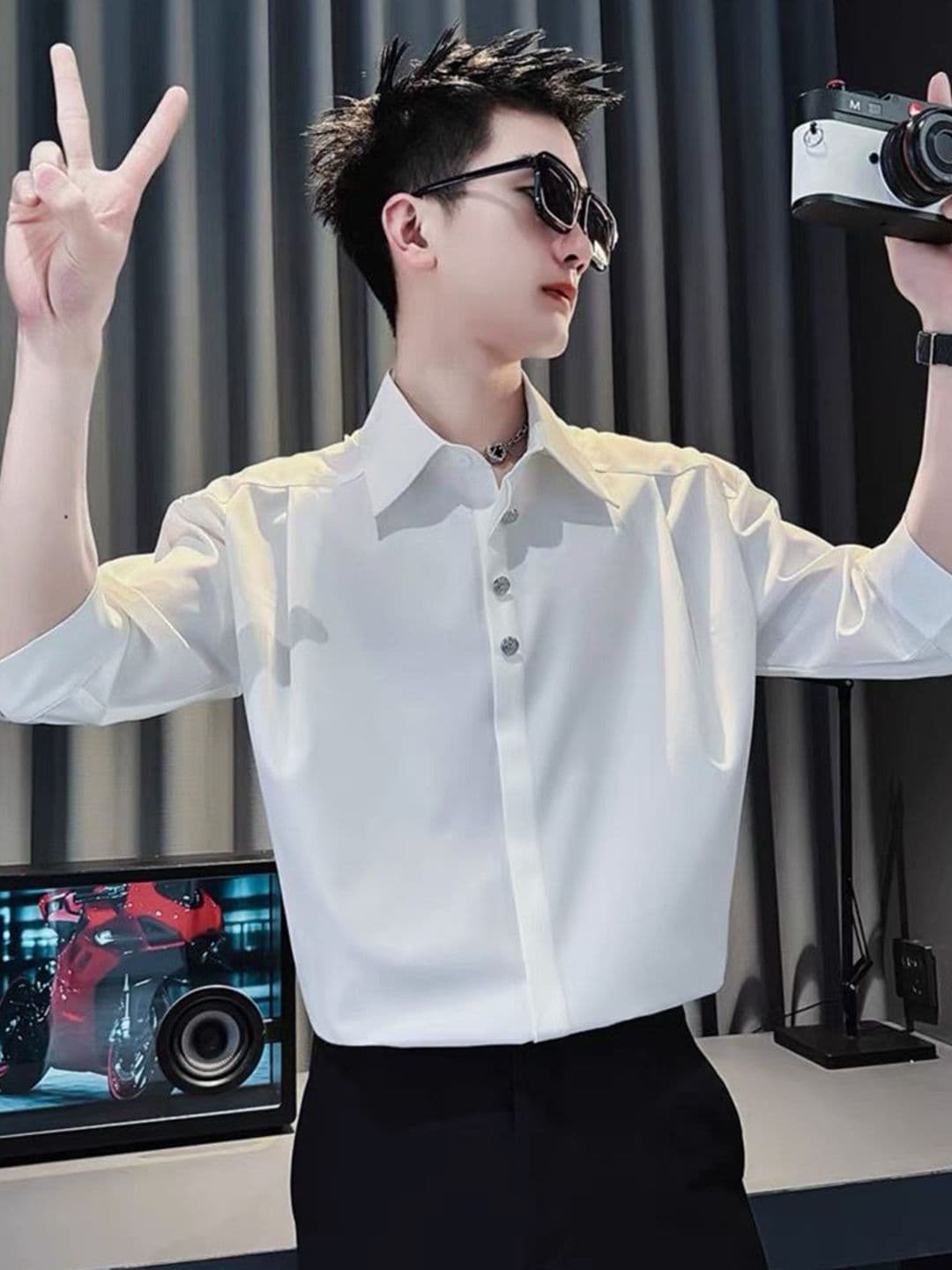 StyleCast x Revolte Cutaway Collar Shirt - view 1