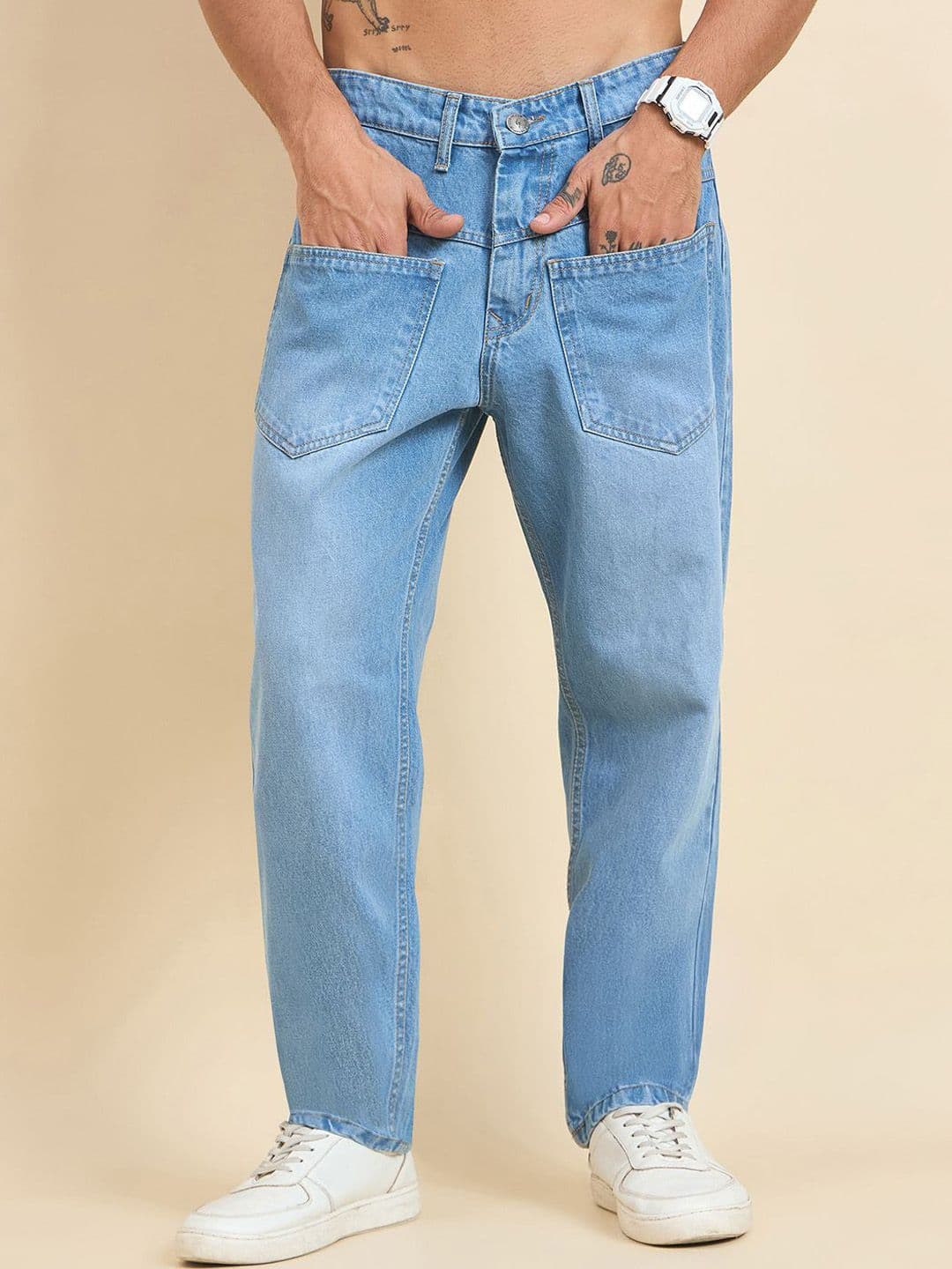 STUDIO NEXX Men Straight Fit Mid-Rise Light Fade Jeans - view 1