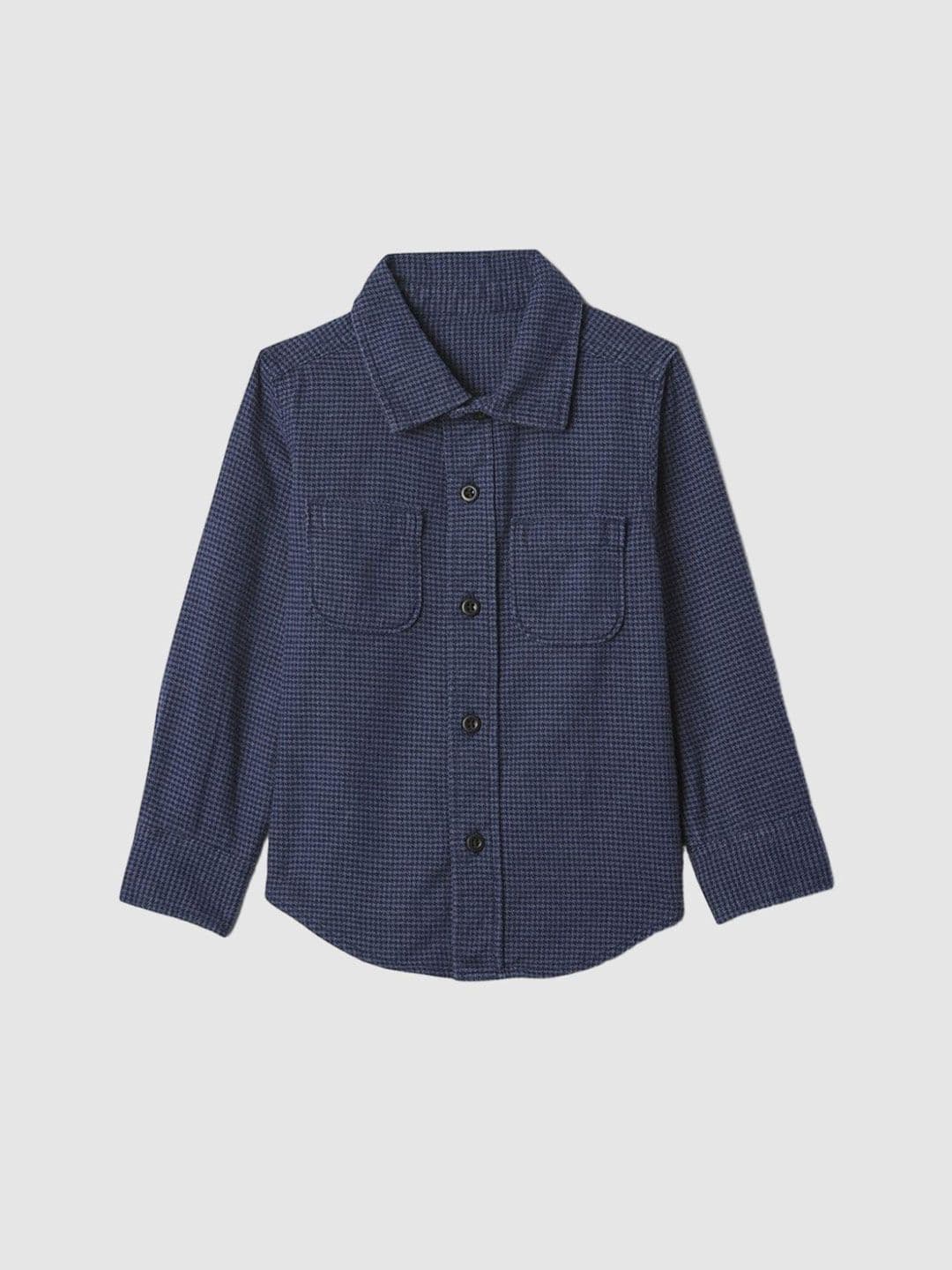 GAP Boys Relaxed Fit Micro Checked Spread Collar Cotton Casual Shirt - view 1