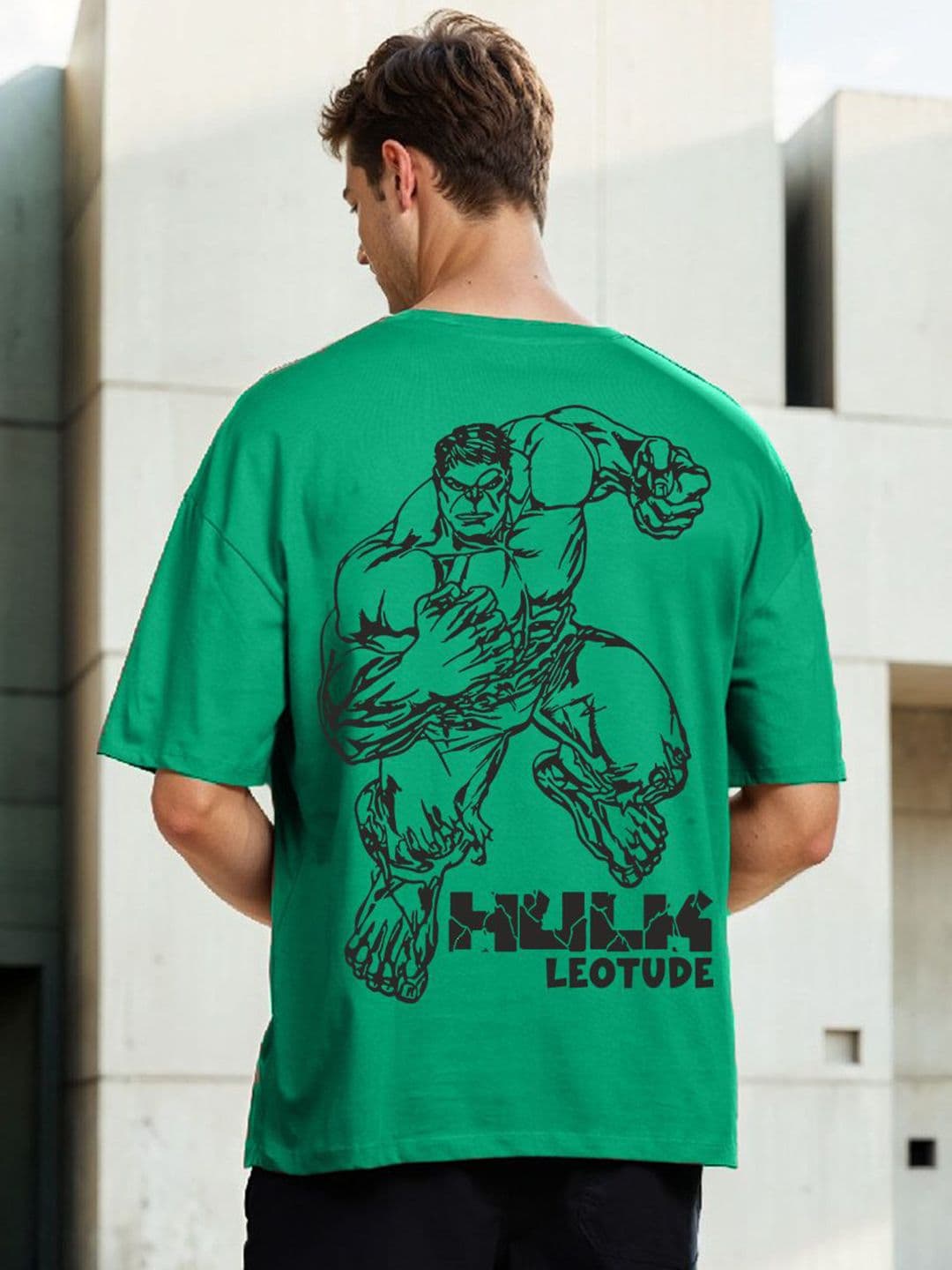 Leotude Men Hulk Graphic Printed Round Neck Cotton Oversized T-shirt - view 1