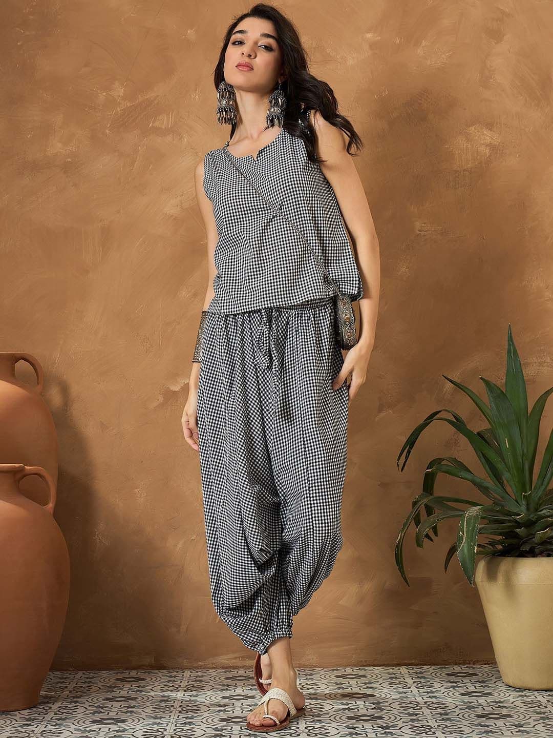 InWeave Checked Pure Cotton Top & Harem Pants Co-Ords - view 1