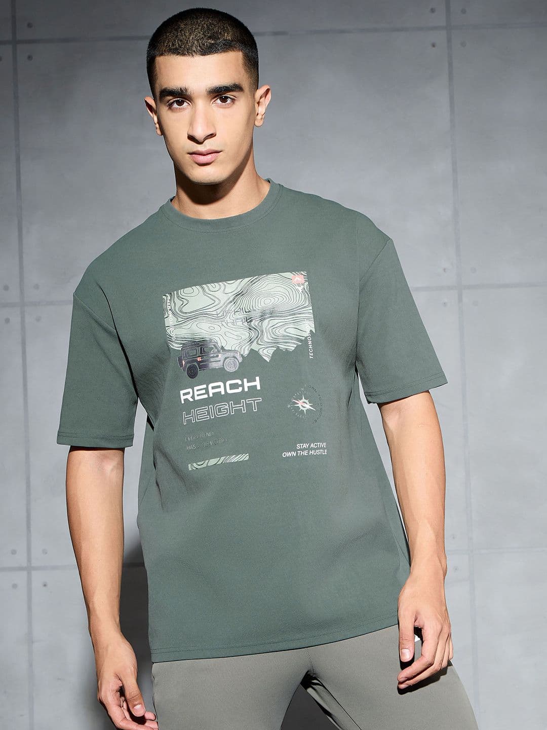 Technosport Men Printed Oversized Round Neck Sports T-shirt with ELASTO PLUS - view 1