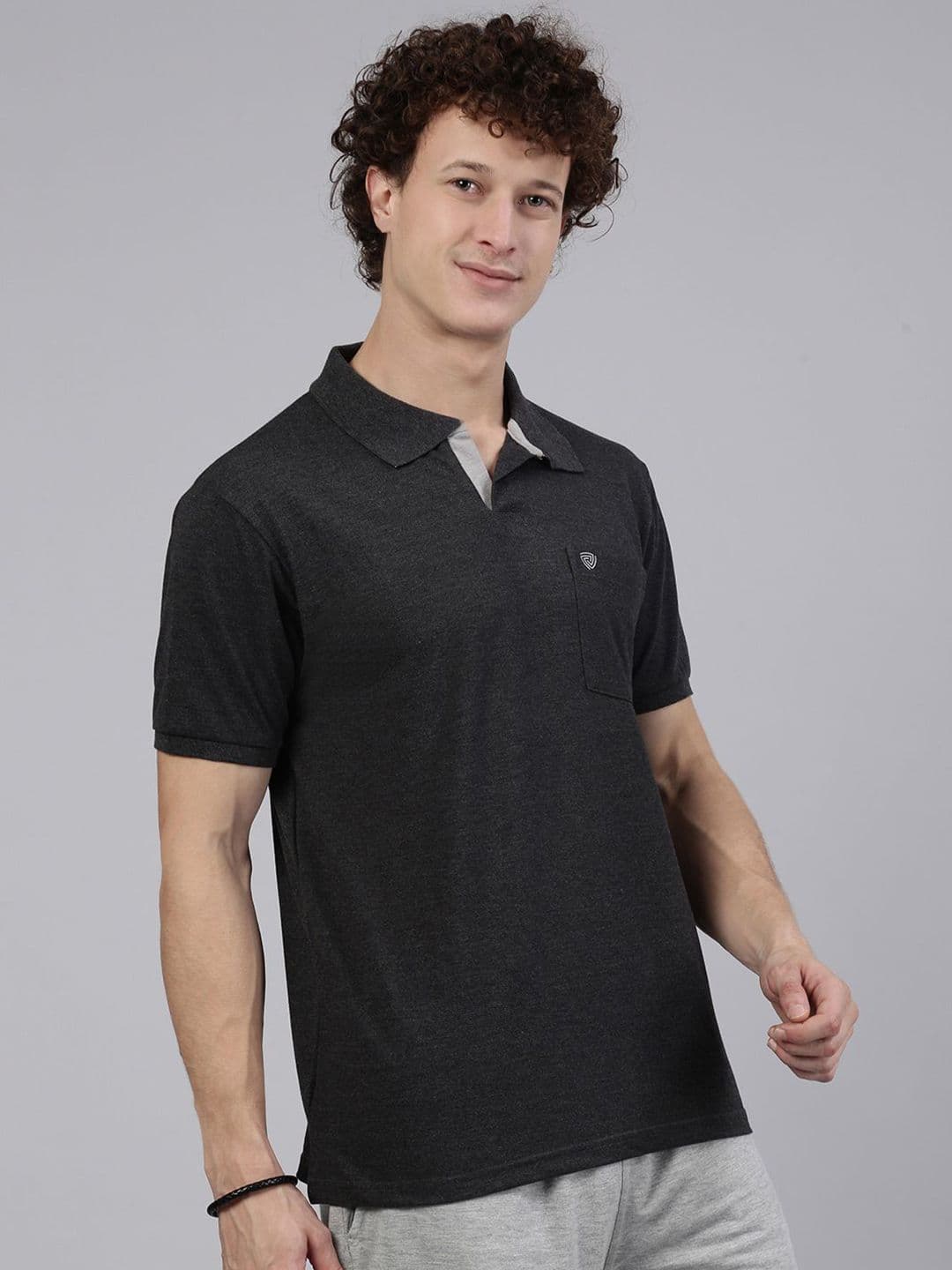 Lux Cozi Men Solid Polo Collar Cotton T-shirt - view 1