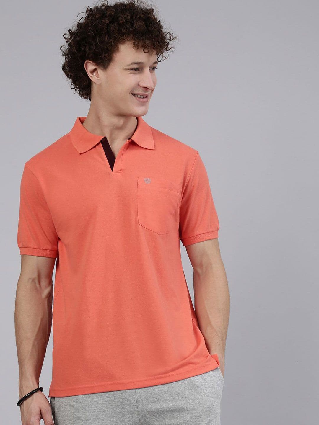 Lux Cozi Men Solid Polo Collar Cotton T-shirt - view 1