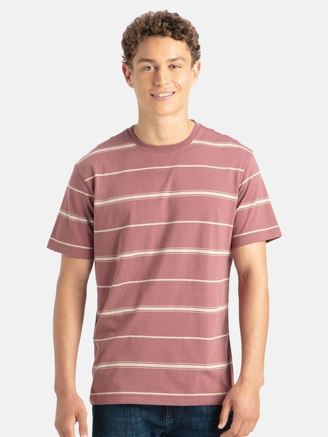 Jockey Super Combed Cotton Rich Striped Round Neck Half Sleeve Tshirt - 2715 - view 1