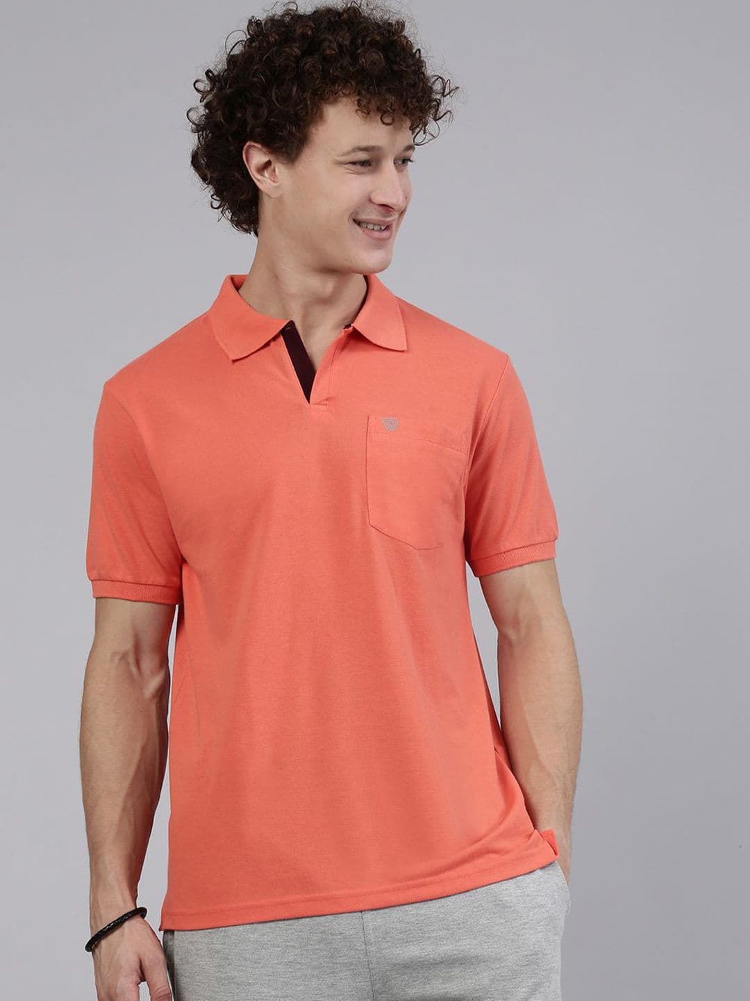 Lux Cozi Men Solid Polo Collar Cotton T-shirt - view 1
