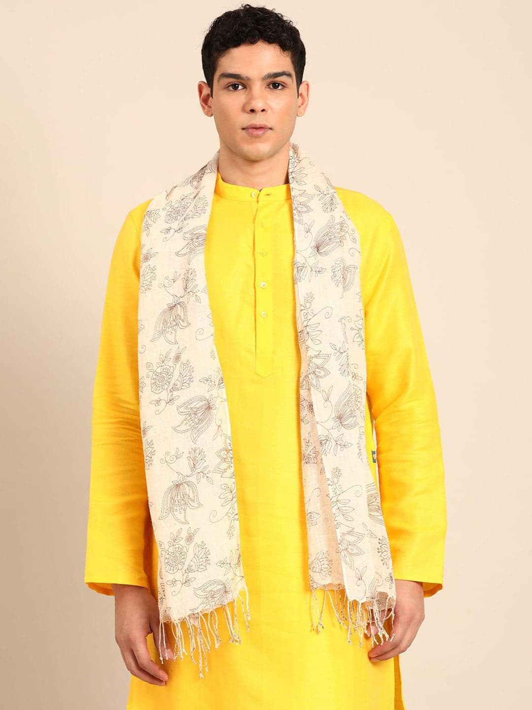 Linen Club Unisex Floral Pure Line Printed Stole - view 1