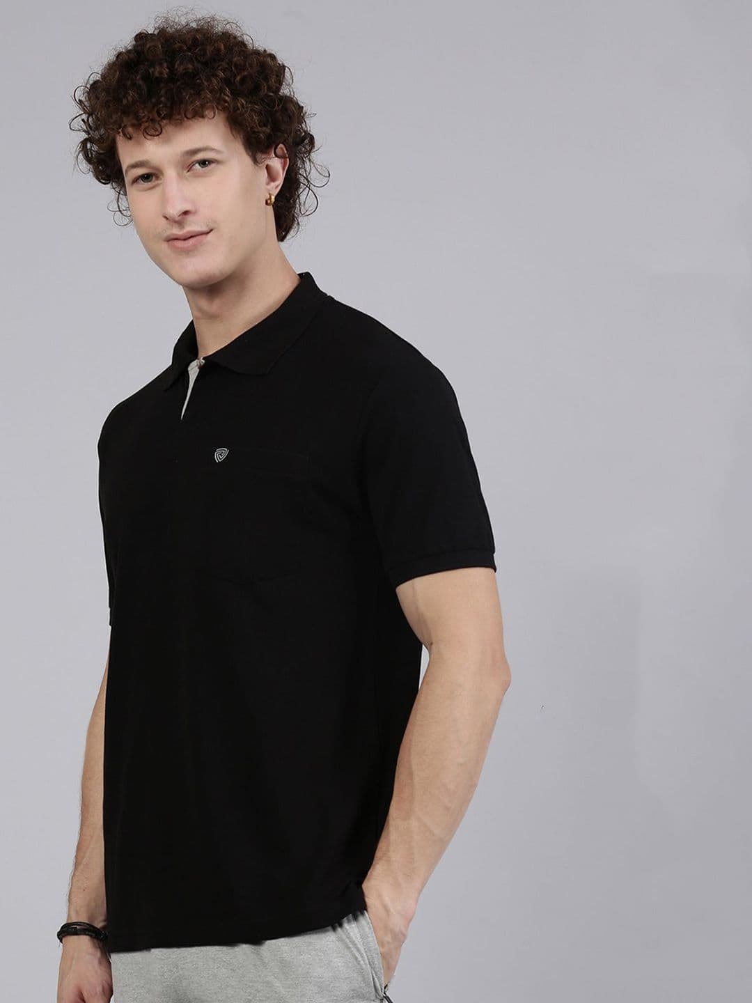 Lux Cozi Men Solid Polo Collar Cotton T-shirt - view 1