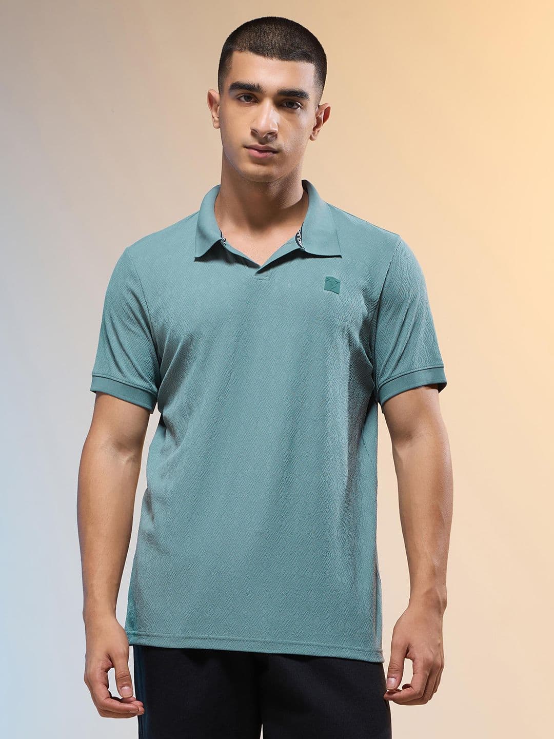 Technosport SS25 Jacquard Polo Collar Antimicrobial Slim Fit Sports T-Shirt - view 1