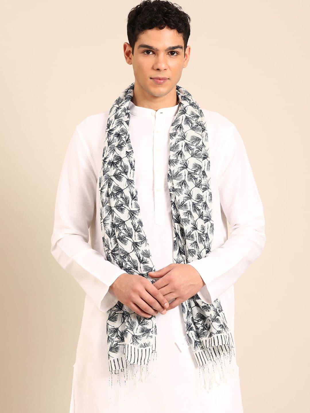 Linen Club Unisex Printed Pure Linen Stole - view 1