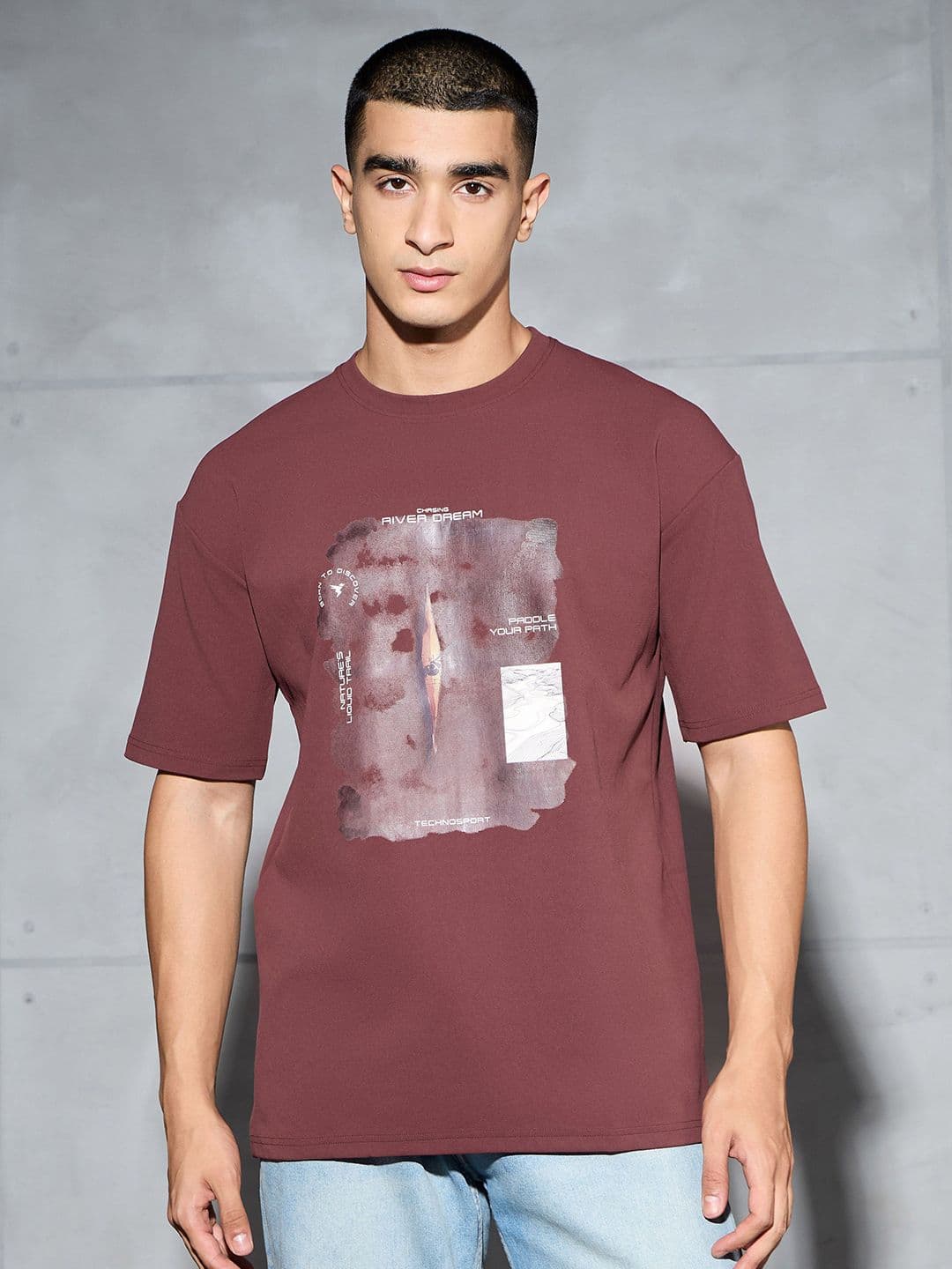 Technosport Men Printed Oversized Round Neck Sports T-shirt with ELASTO PLUS - view 1