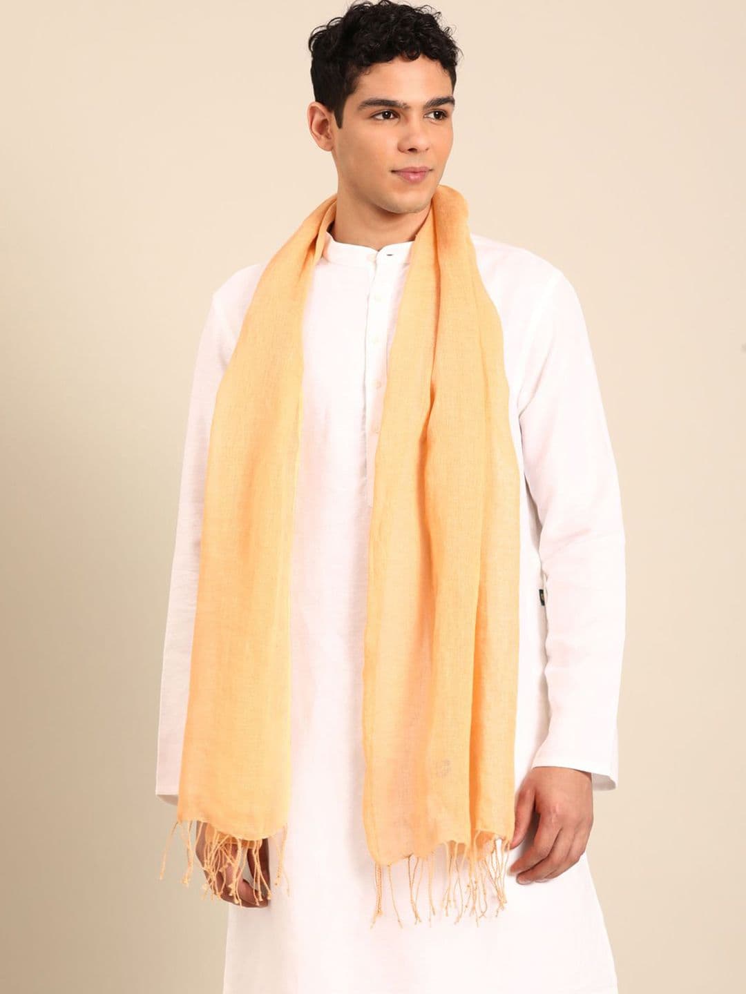 Linen Club Unisex Solid Tasselled Tasselled Linen Stole - view 1