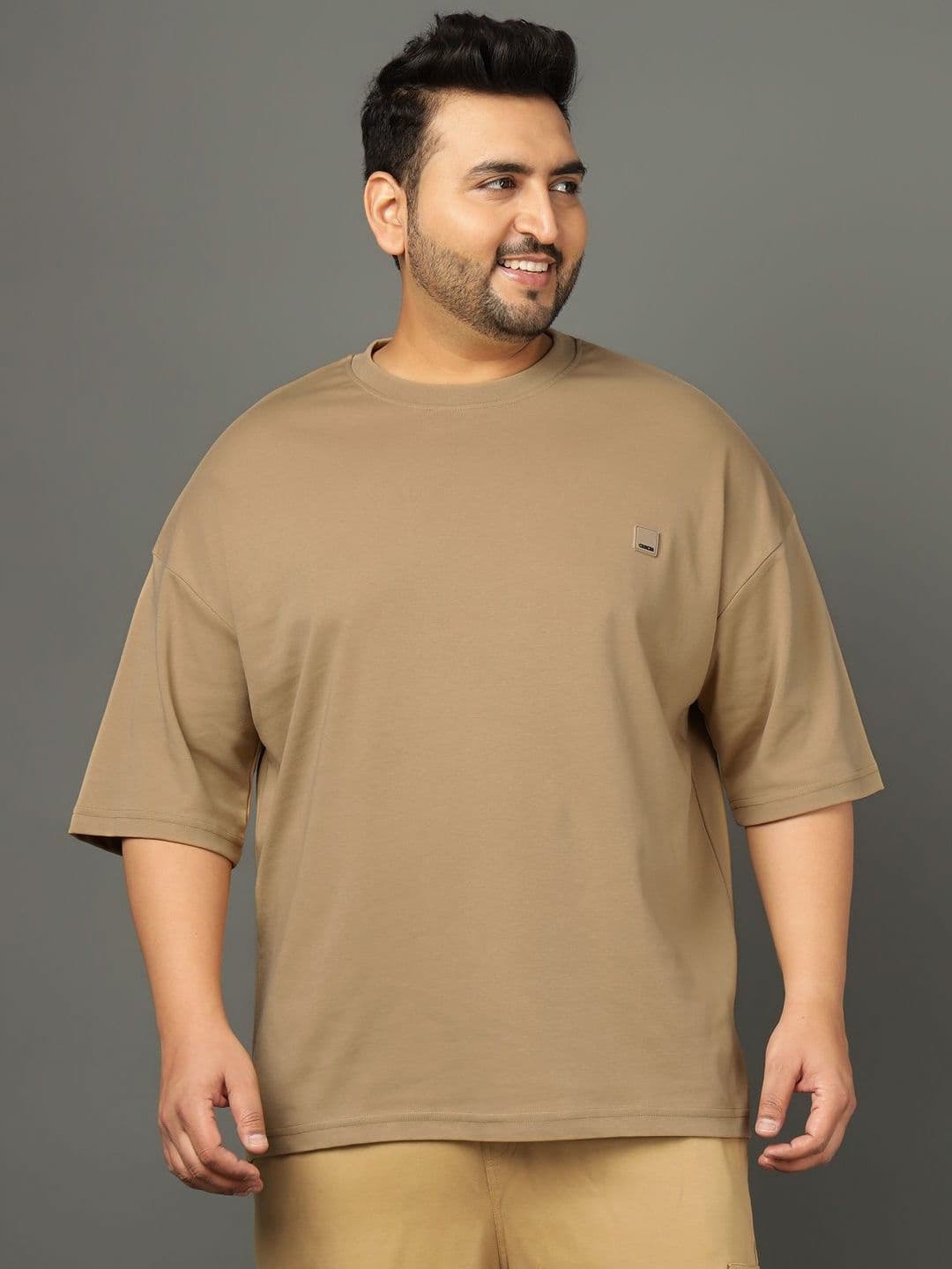 Club York Drop-Shoulder Sleeves Round Neck Plus Size Regular Fit T-shirt - view 1