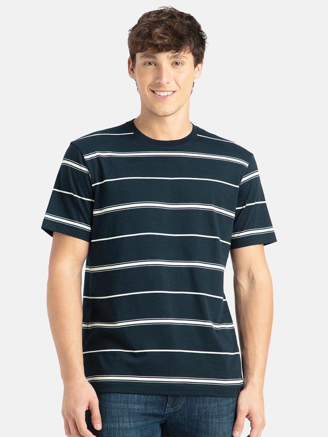 Jockey Super Combed Cotton Rich Striped Round Neck Half Sleeve Tshirt - 2715 - view 1