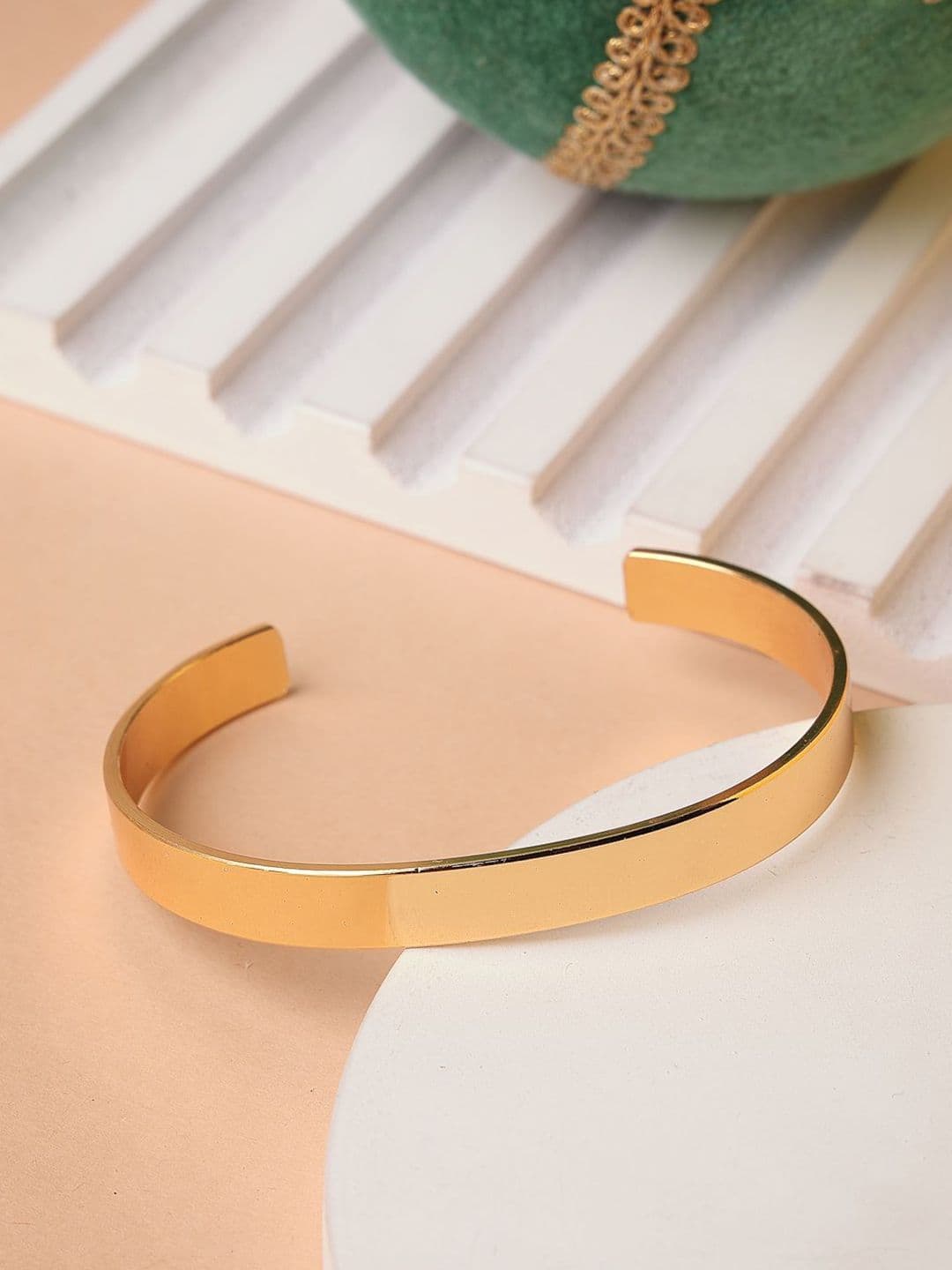 Roadster Men Gold Stainless Steel Cuff Bracelet - view 1