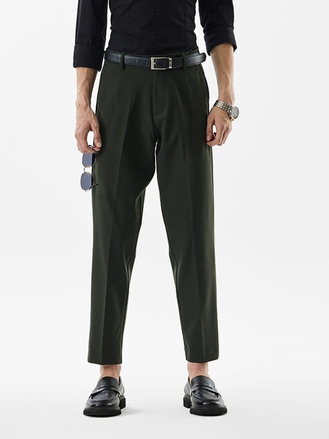 Snitch Men Slim Fit Mid-Rise Pleated Formal Trousers - view 1