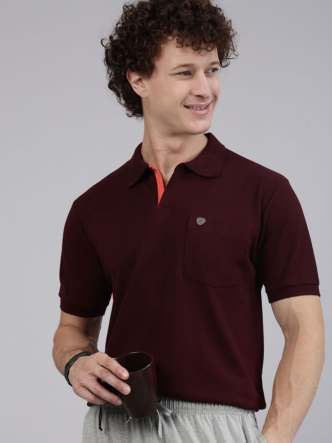 Lux Cozi Men Solid Polo Collar Cotton T-shirt - view 1