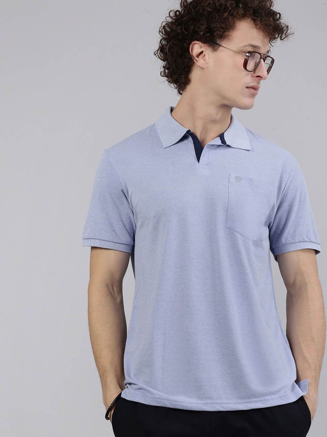 Lux Cozi Men Solid Polo Collar Cotton T-shirt - view 1