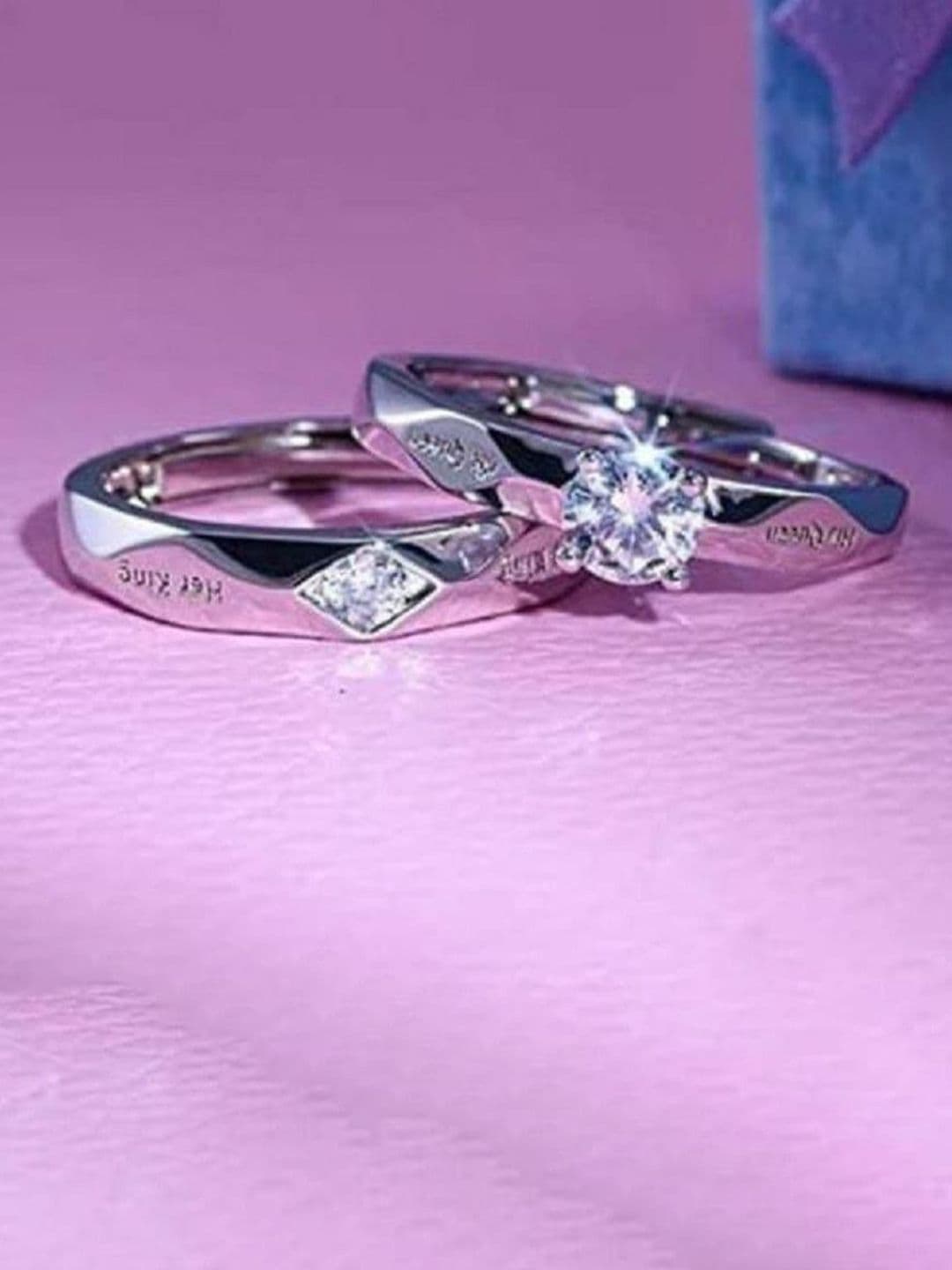 Ringzinnie Set Of 2 Stones Studded Couple Adjustable Finger Rings - view 1