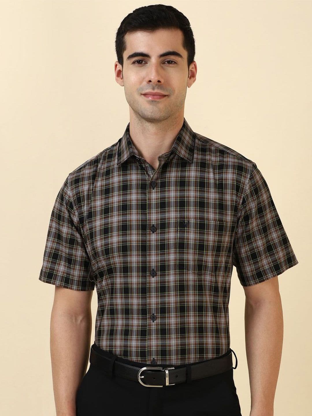 Allen Solly Men Tartan Checked Spread Collar Cotton Formal Shirt - view 1