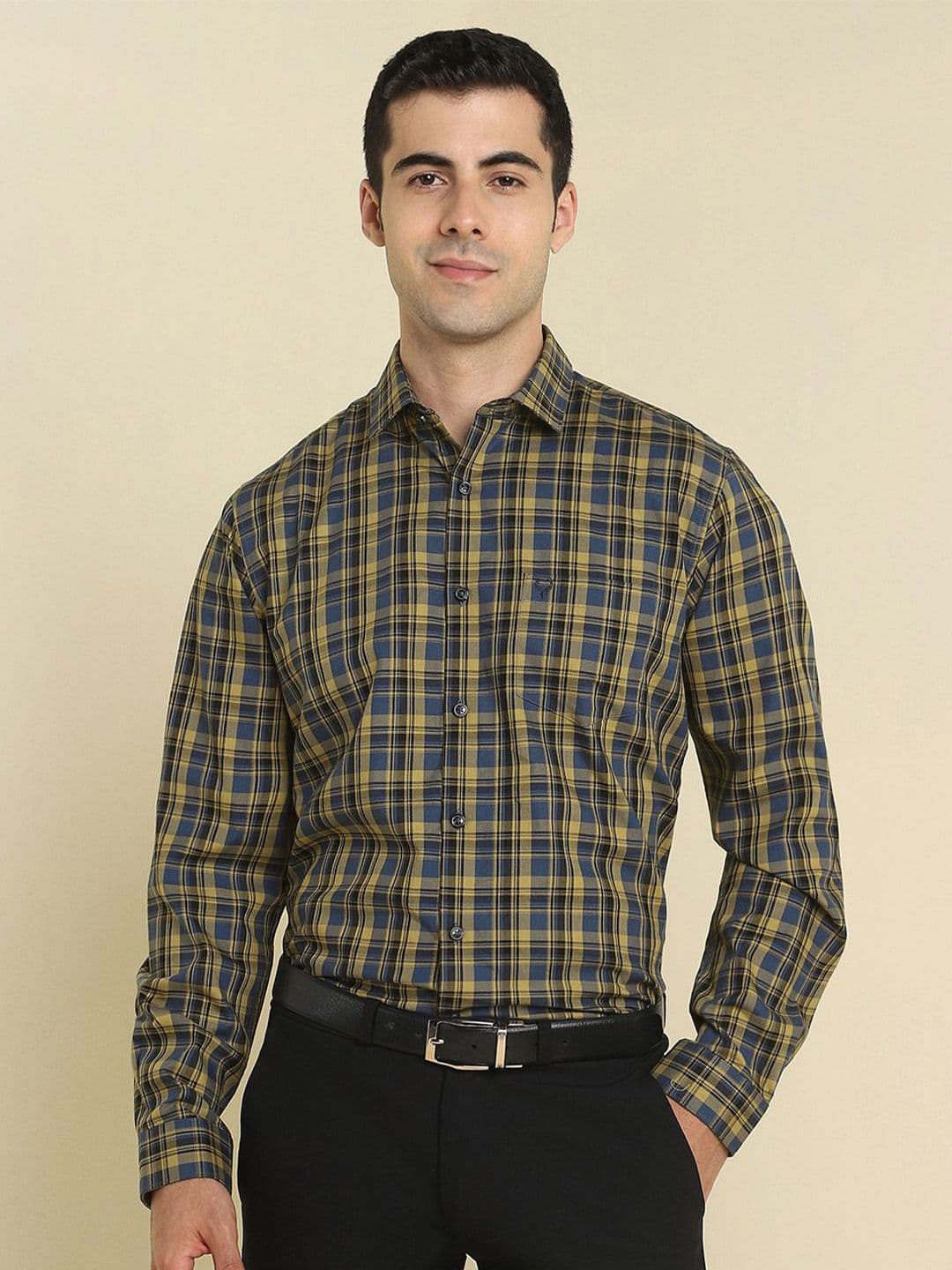 Allen Solly Men Tartan Checked Spread Collar Cotton Formal Shirt - view 1