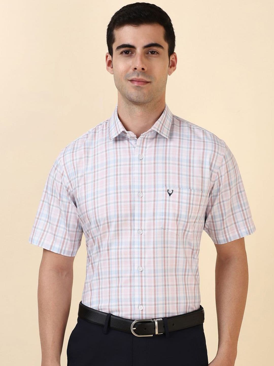 Allen Solly Men Checked Spread Collar Cotton Formal Shirt - view 1