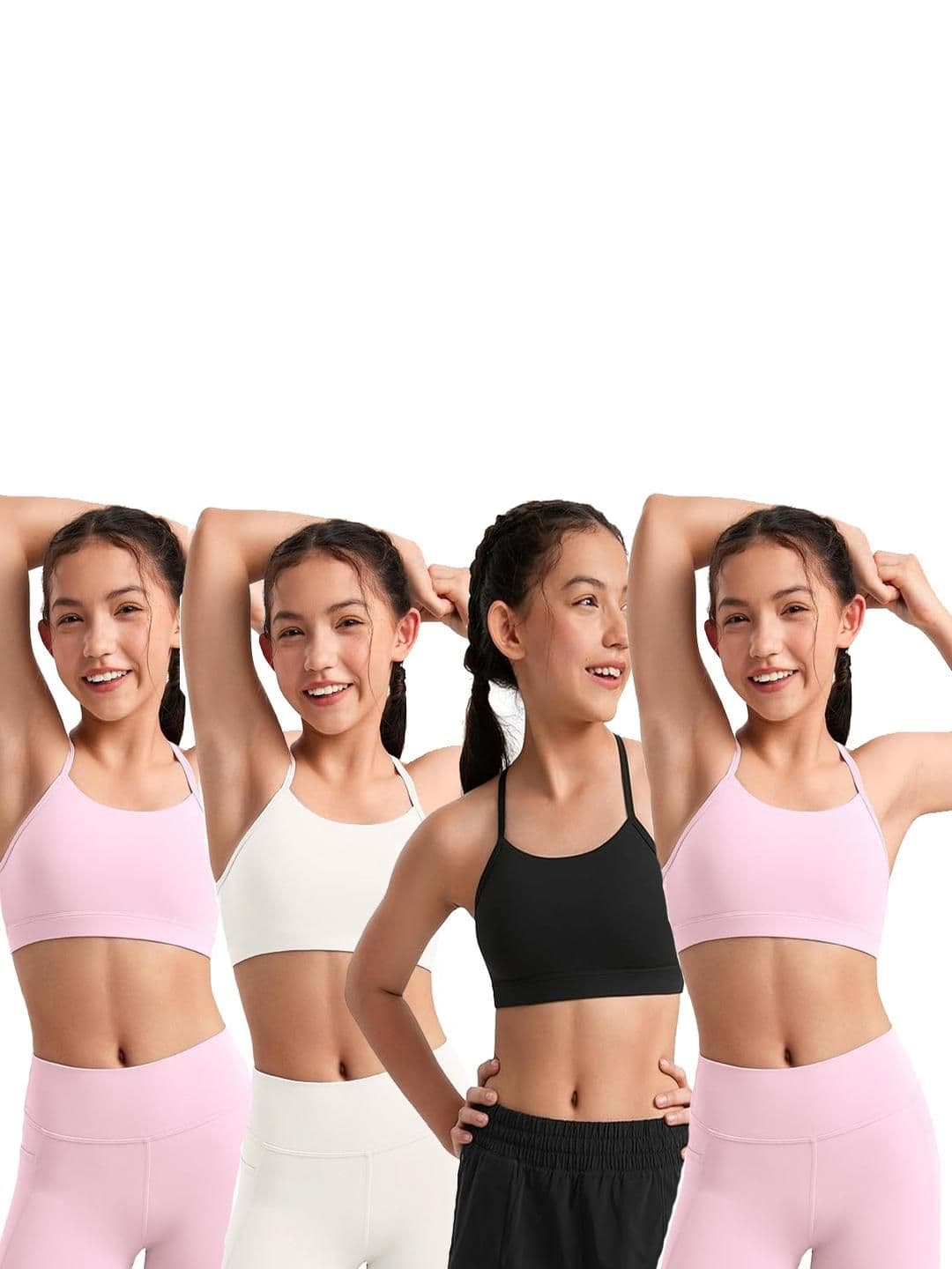 BRAAFEE Girls Pack of 4 Cotton Non Padded Full Coverage Sports Bra - view 1