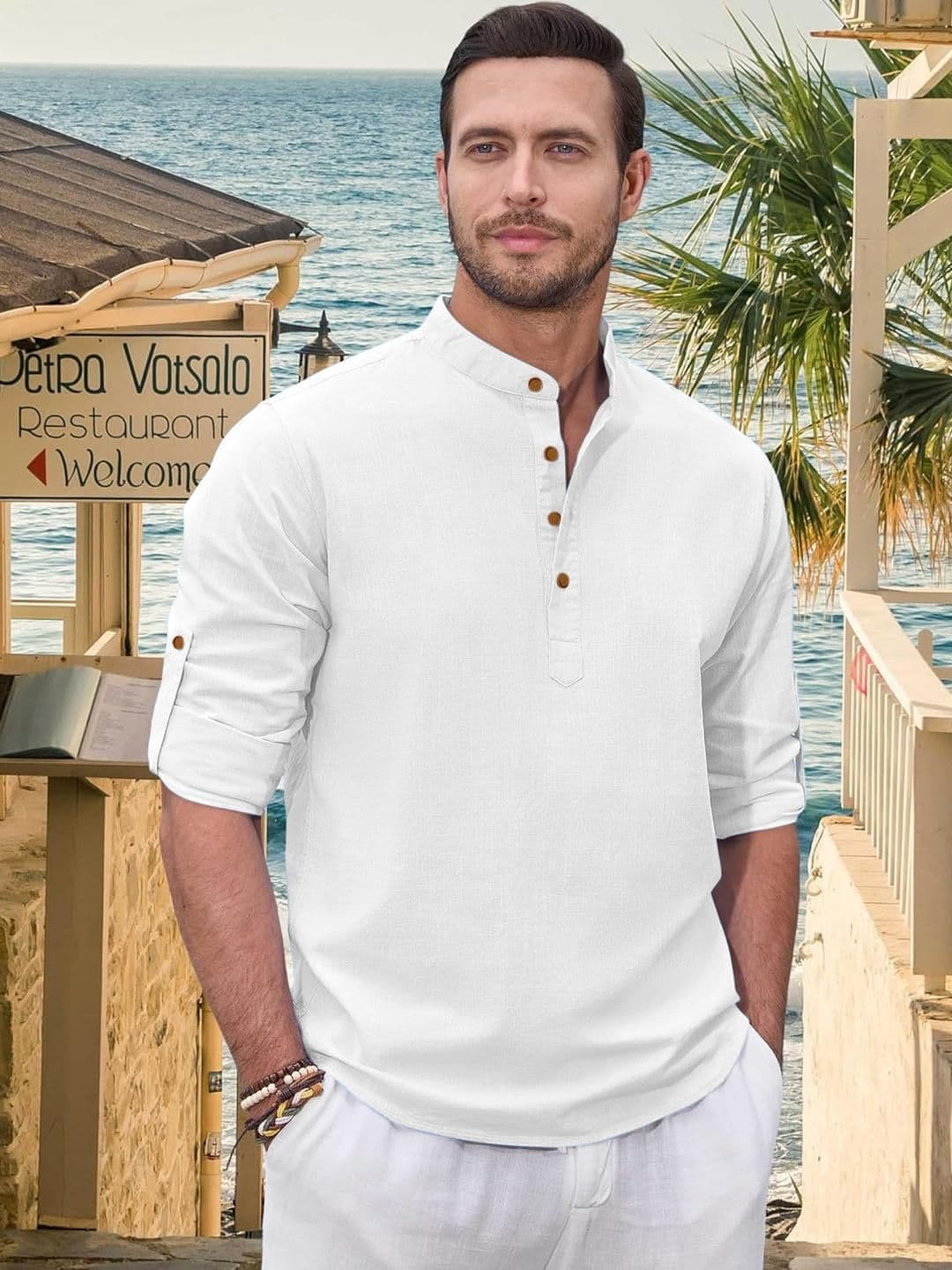 Fifth U Men Solid Cotton Blend Kurta - view 1