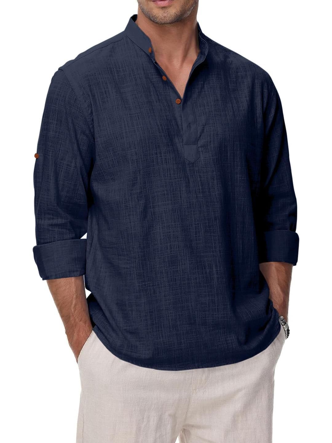 Fifth U Men ndarin Collar Straight Short Kurta - view 1