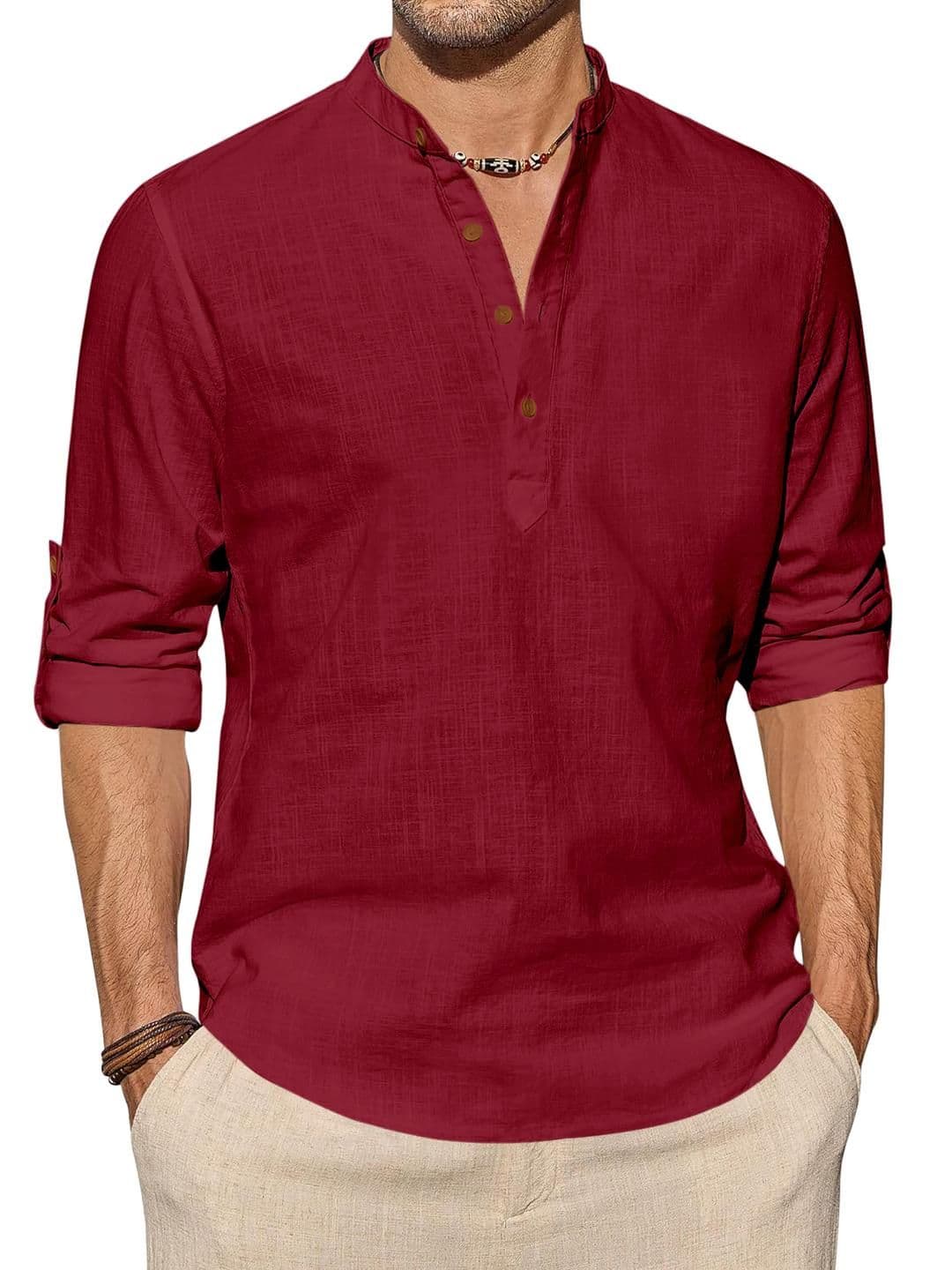 Fifth U Men Solid Cotton Blend Straight Kurta - view 1