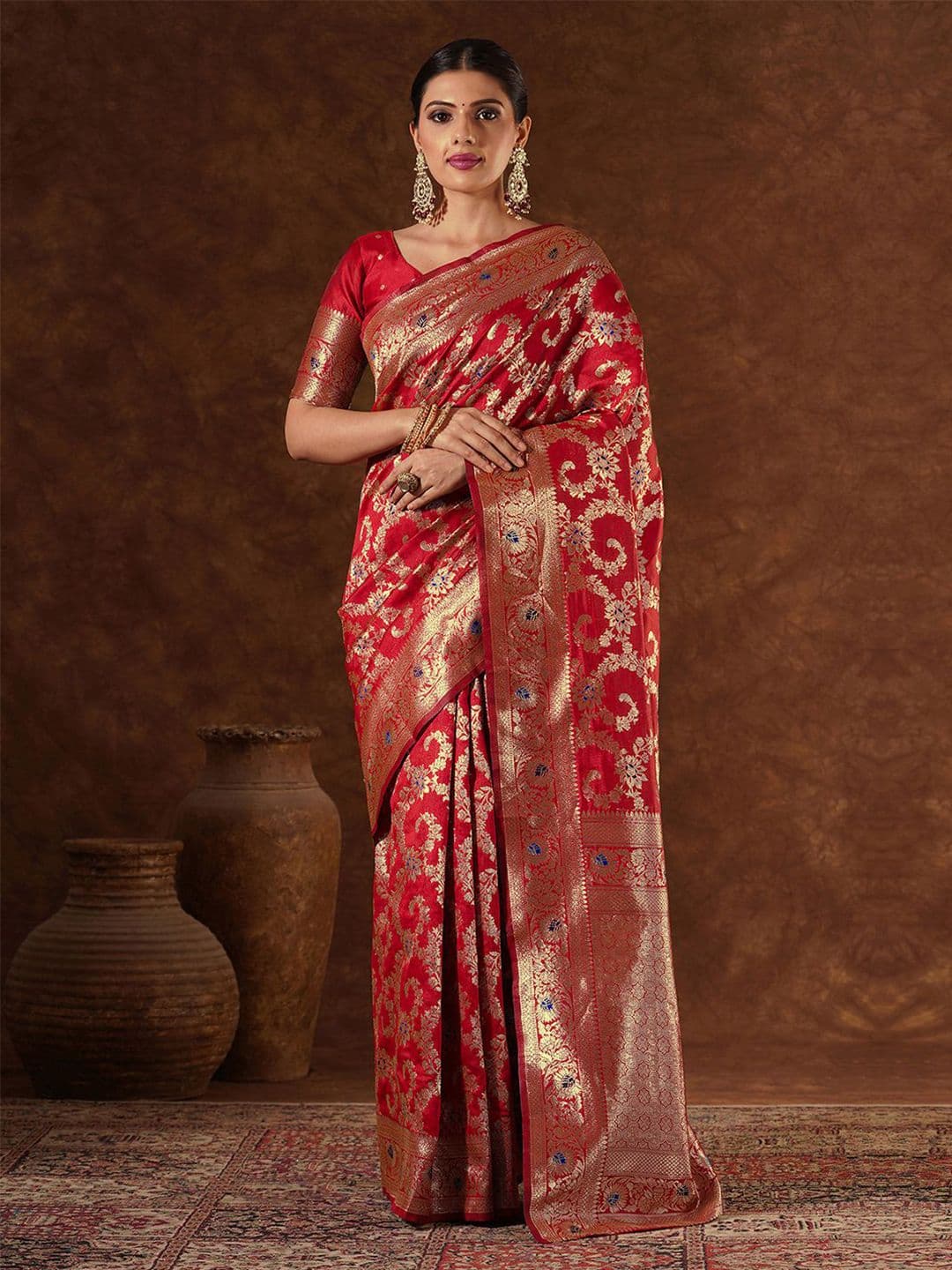 Mitera Woven Design Zari Banarasi Saree With Unstiched Blouse Piece - view 1