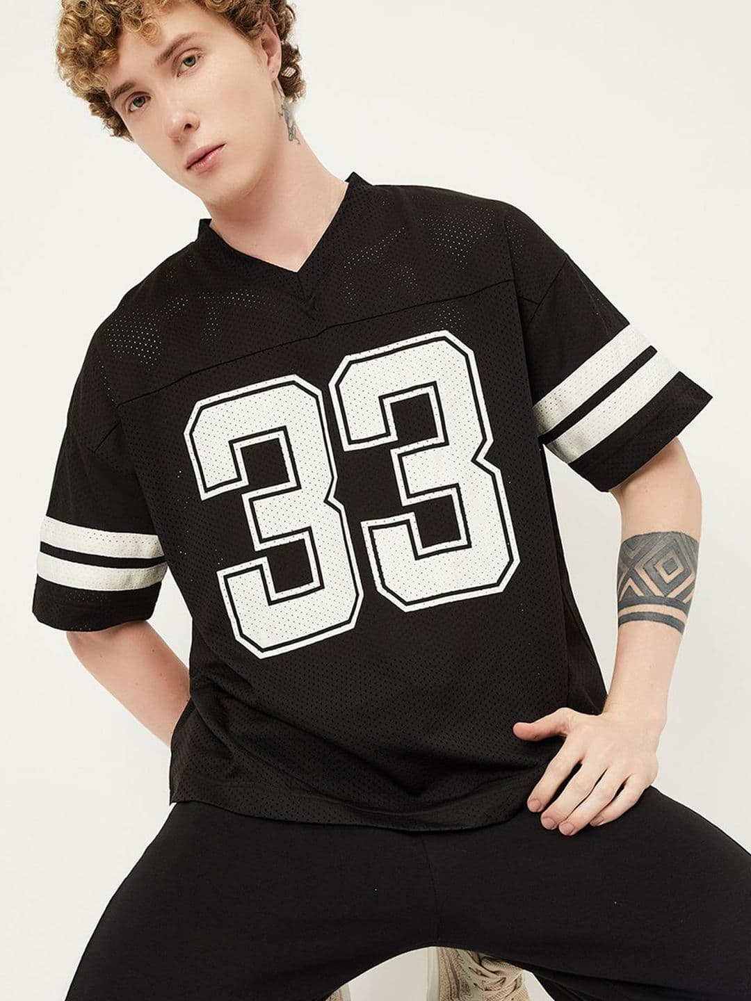 max Men Typography Printed V-Neck T-shirt - view 1