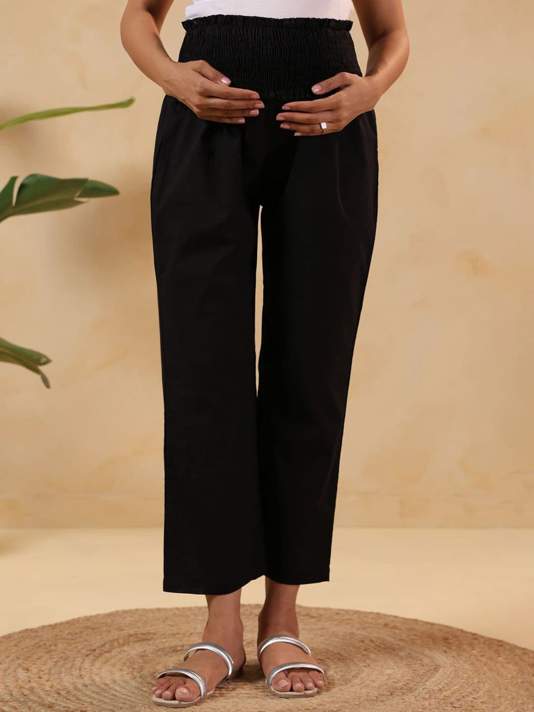Ikk Kudi by Seerat Women Relaxed Straight Leg High-Rise Maternity Trousers - view 1