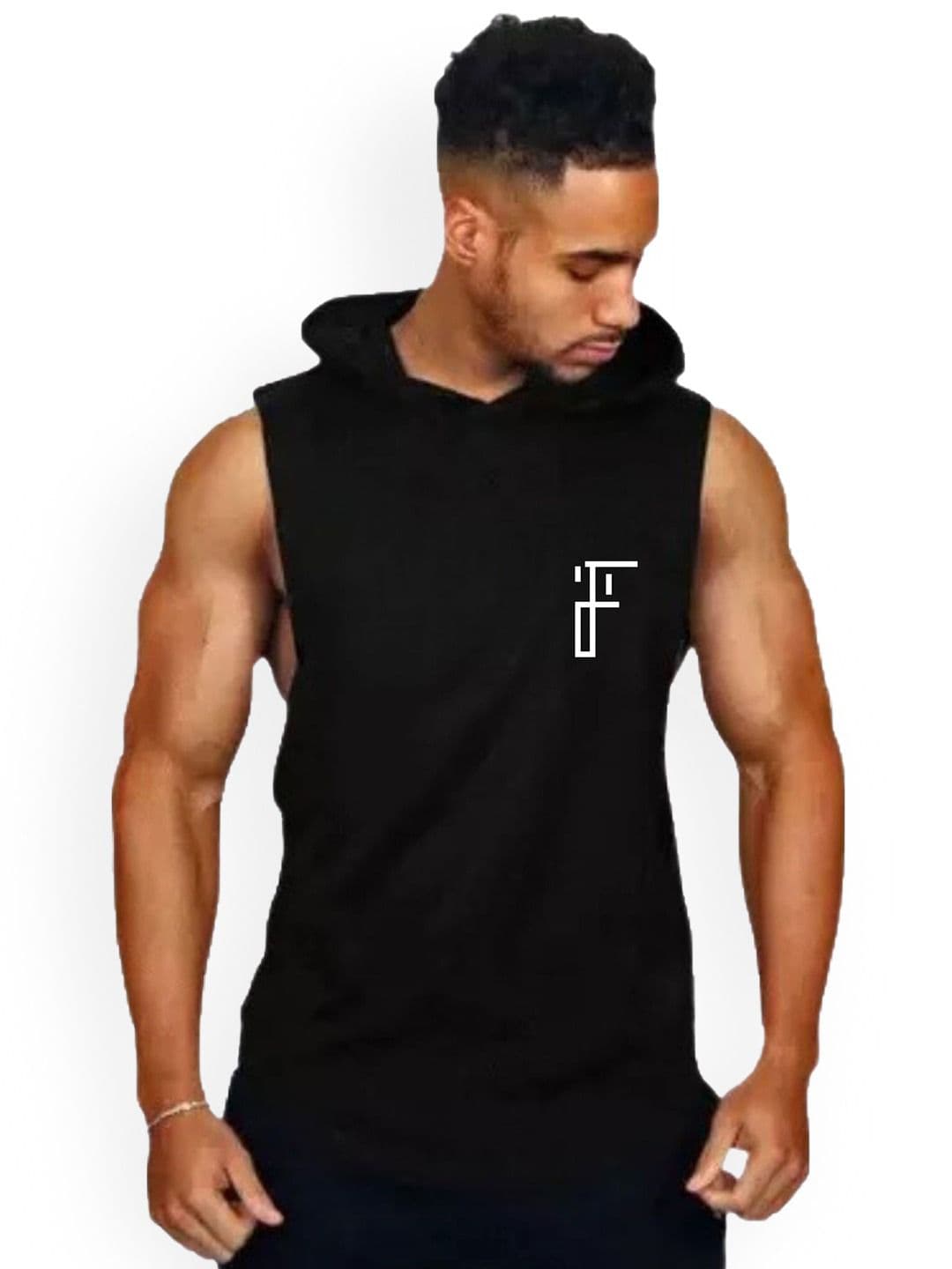 Fashnobic Ghost Printed Hooded Neck Gym Vest FB-105_Back_pt-4 - view 1
