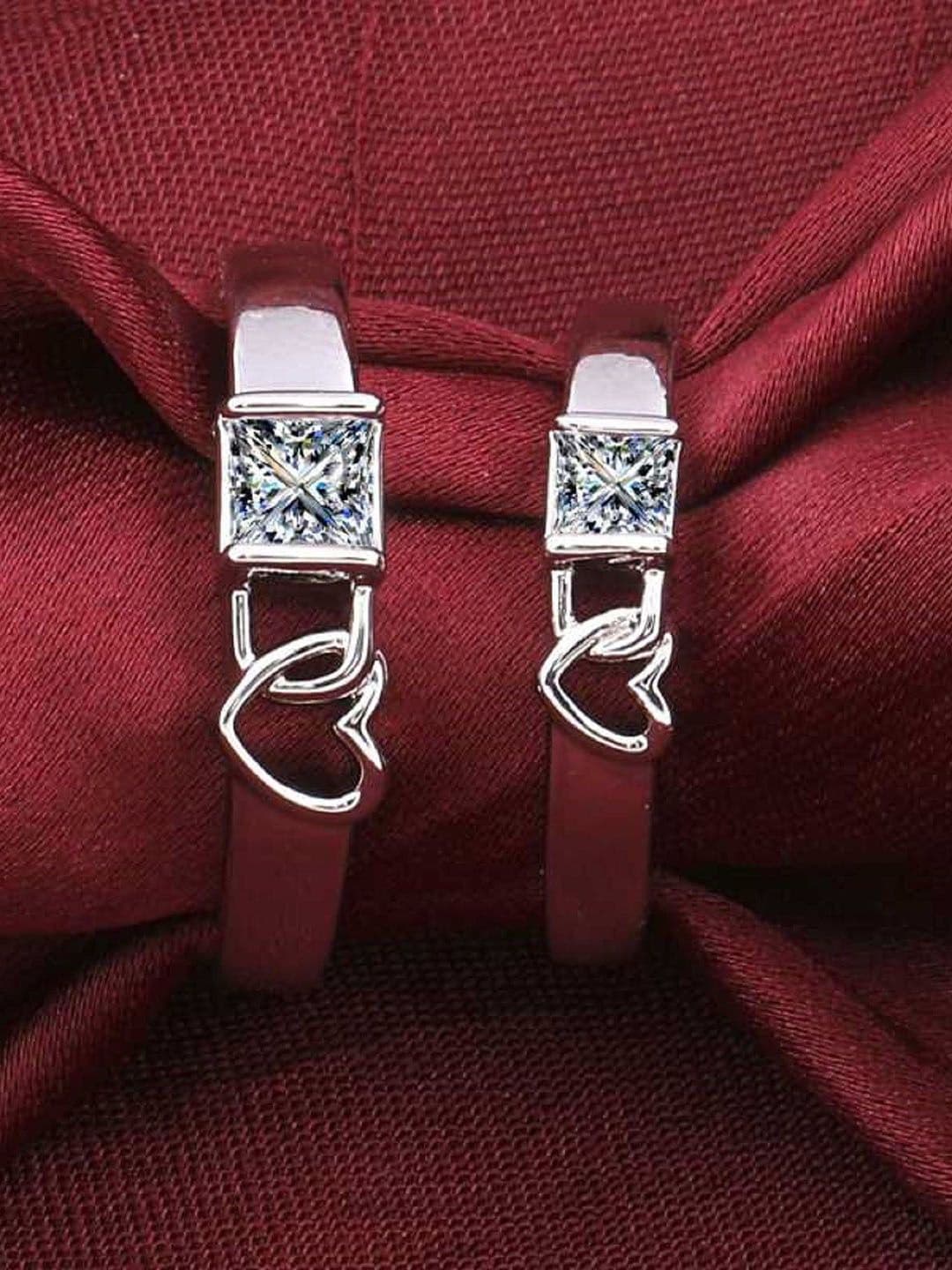 Ringzinnie Set Of 2 Stone-Studded Couple Finger Rings - view 1