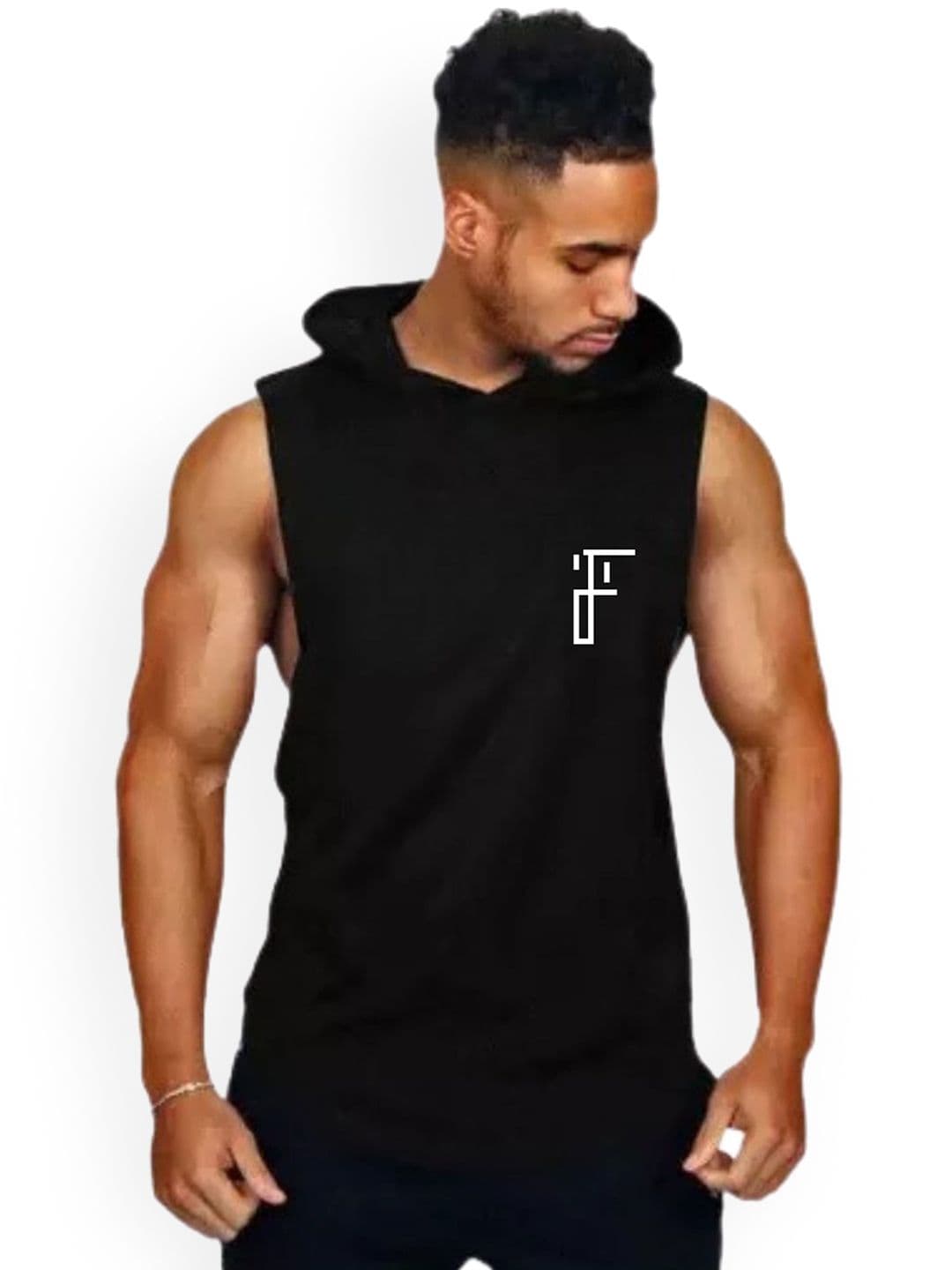 Fashnobic Printed Hooded Gym Vest FB-105_Back_pt-65 - view 1